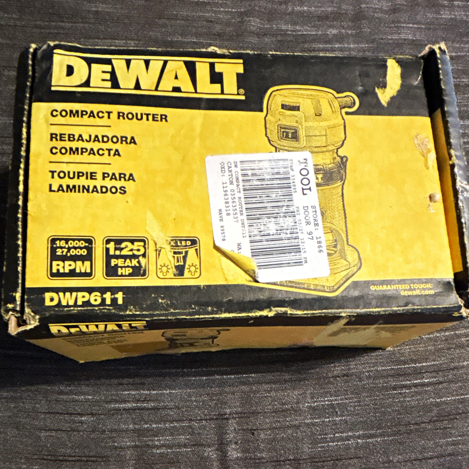 New DEWALT DWP611 Compact Router 120V Corded Electric with 16 router bits