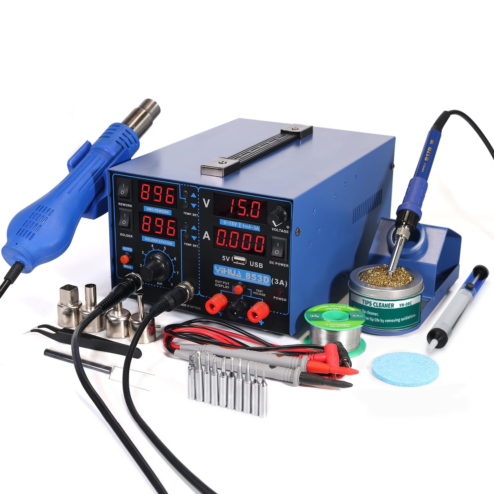 YIHUA 853D USB 3A-Three Tools- Soldering Station, Hot Air Rework Station and…