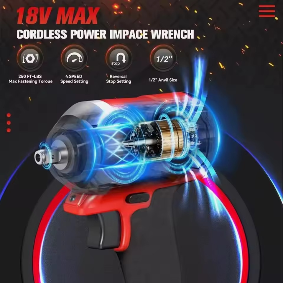 500N.m Brushless Cordless Impact Wrench 1/2&Prime; Electric Driver for Milwaukee 18V