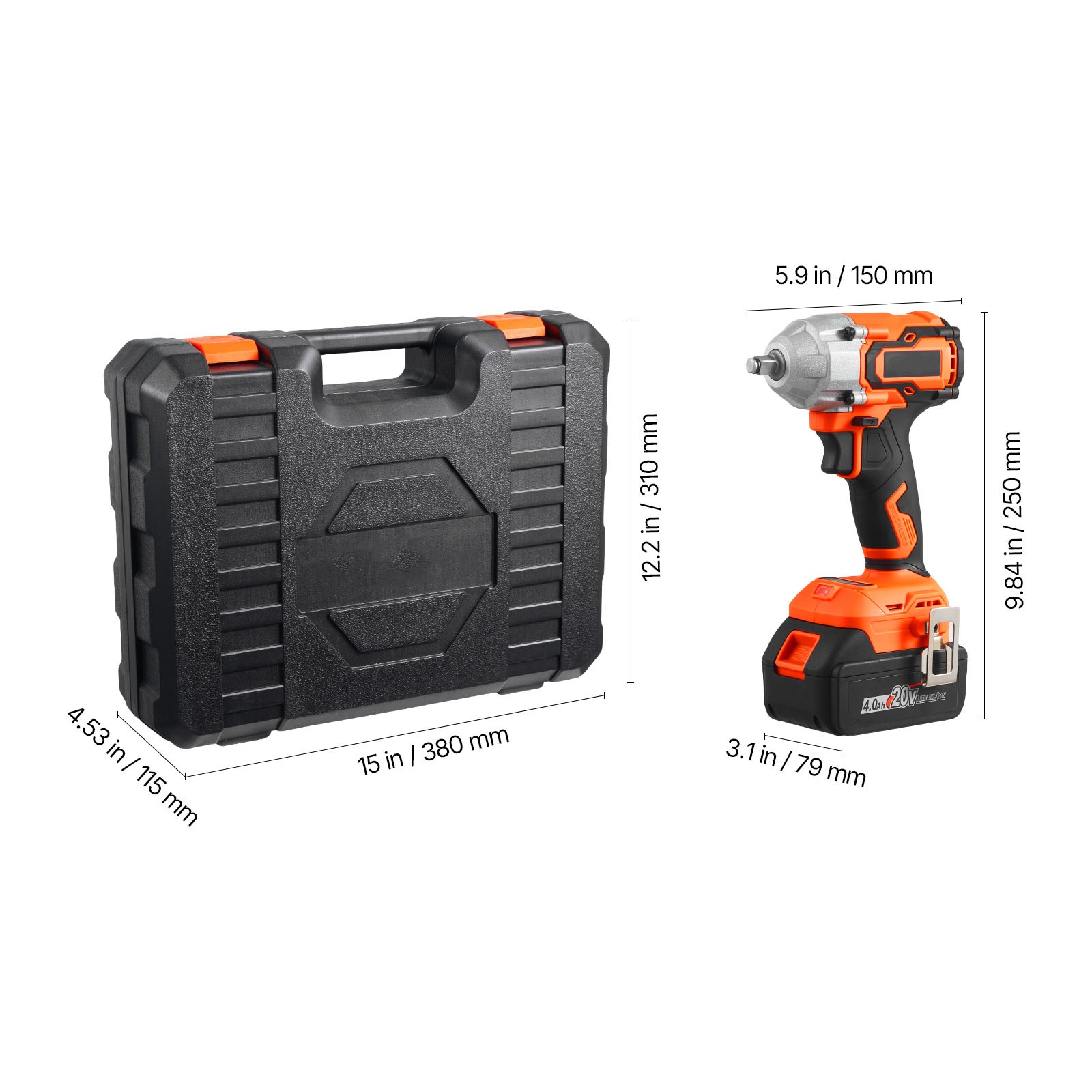 Uimoso Cordless Impact Wrench 280 ft-lbs Torque 3/8 inch 20V with 4Ah Battery
