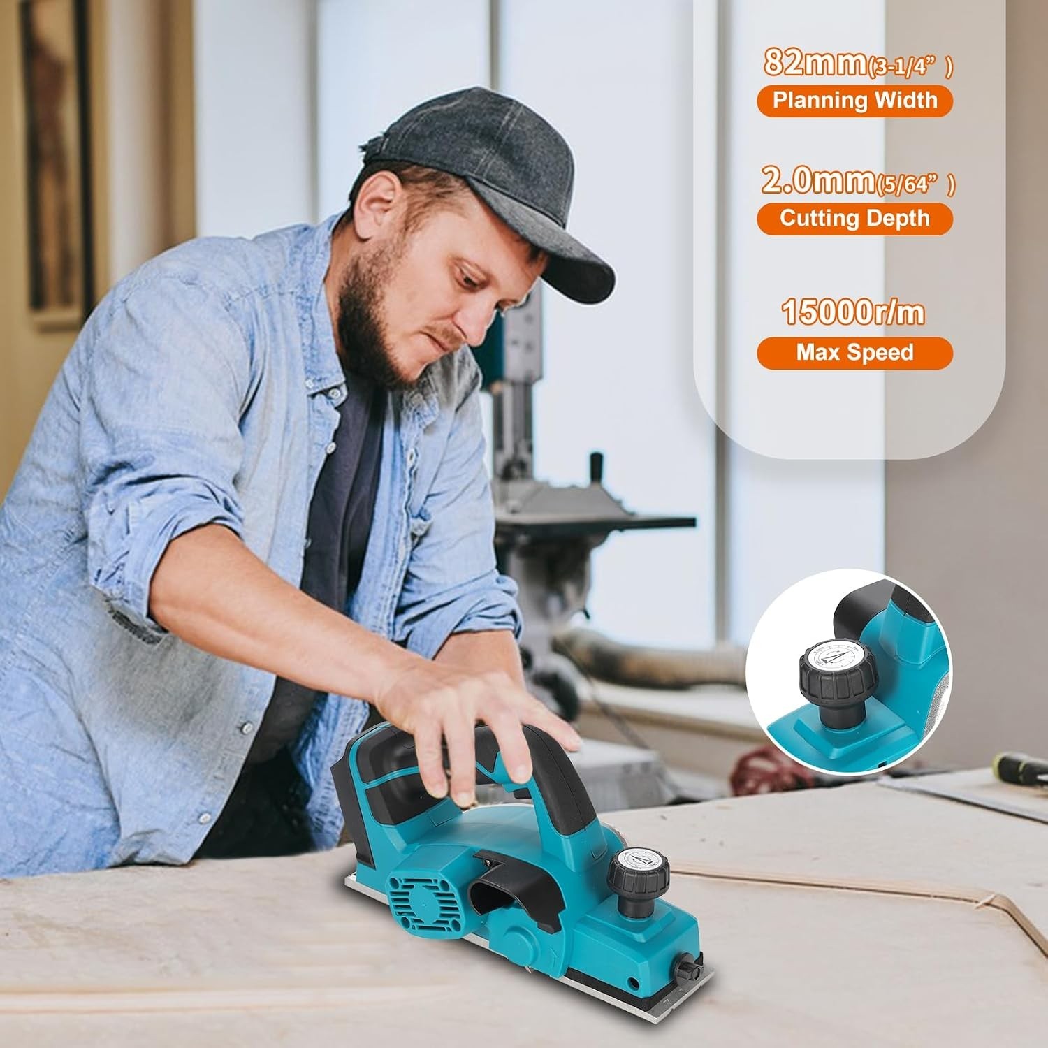 3-1/4-Inch Cordless Electric Hand Planer for Makita 18V Battery | Cordless Handh