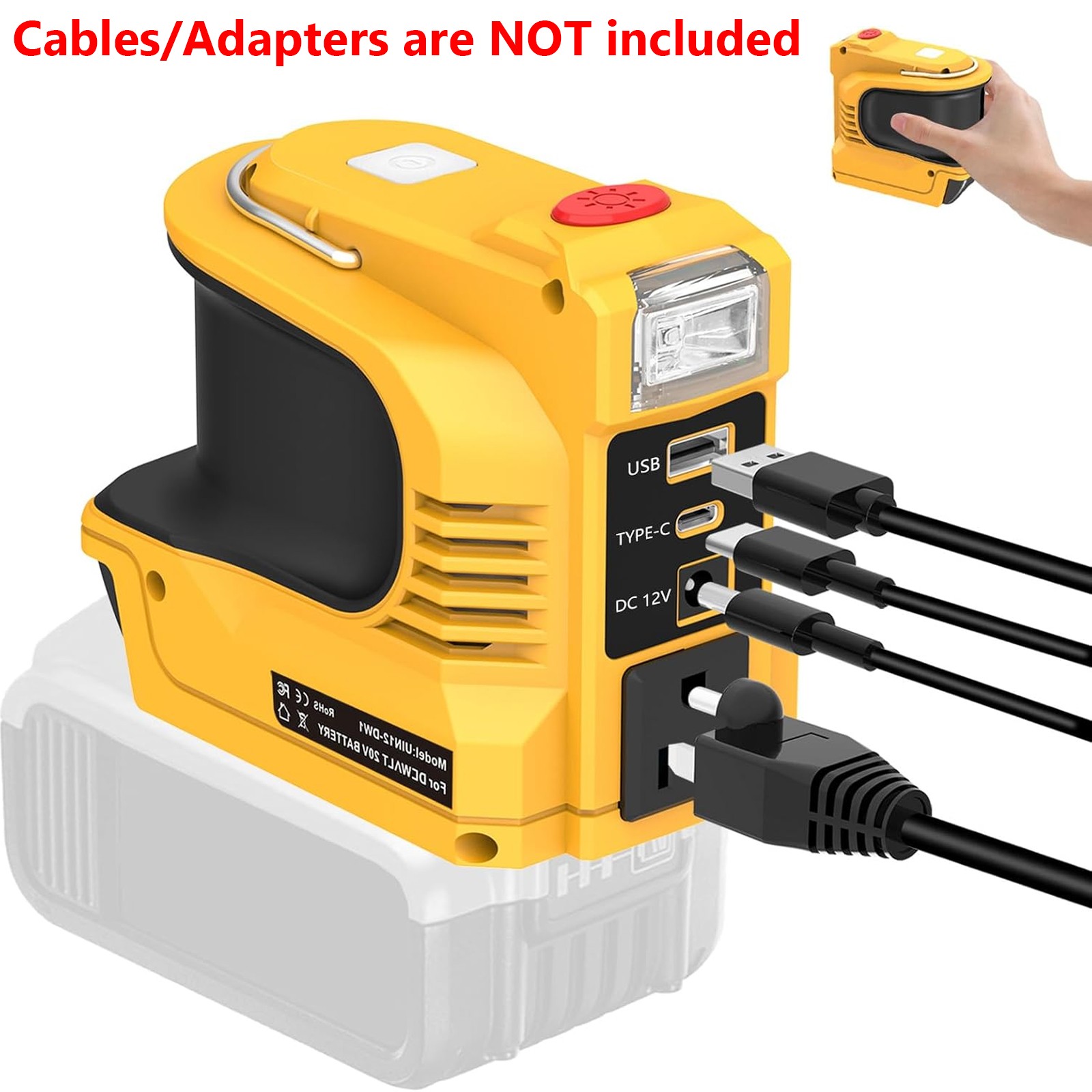 5.0AH Battery+220W USB-C Power Inverter For DeWalt 20V Max Lithium Ion DCB205-2