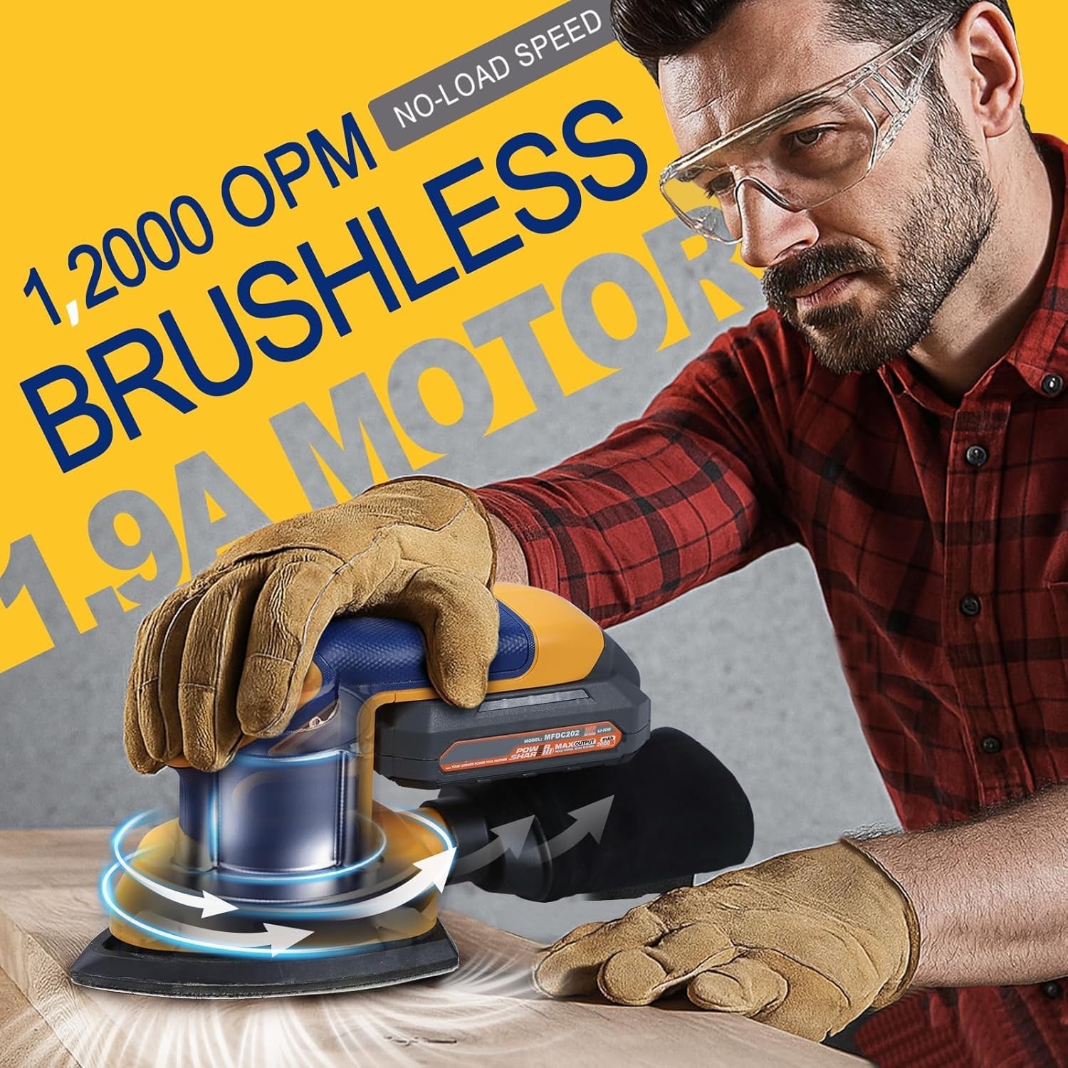 Cordless Detail Sander Compatible with Dewalt 20v Max Battery, 1.9Amp, Dust Coll