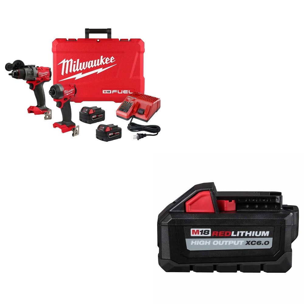 Milwaukee 3697-22-48-11-1865 M18 FUEL 2-Tool Combo Kit + XC6.0 Battery