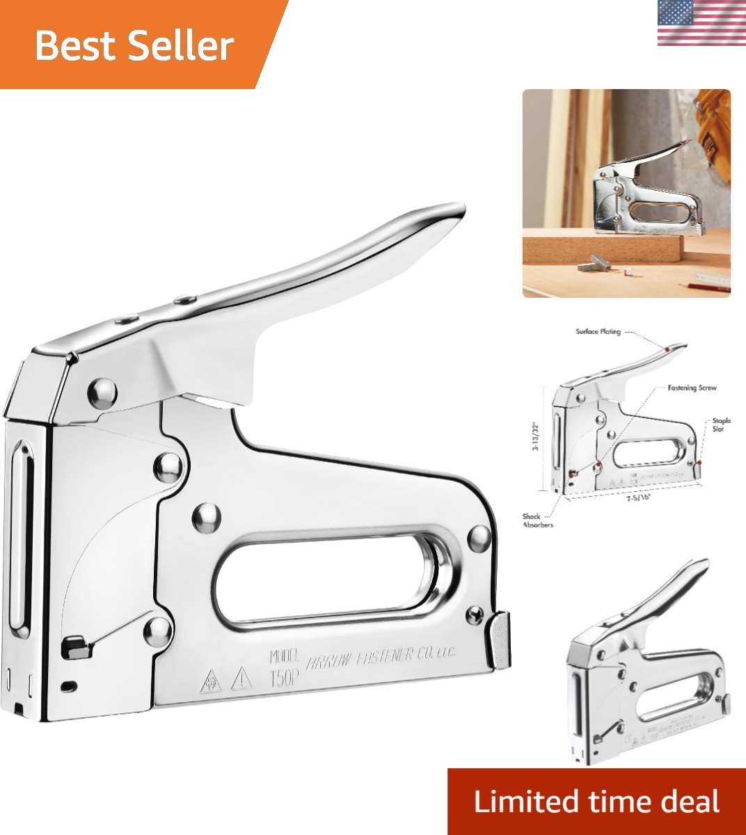 Arrow T50 Heavy-Duty Manual Staple Gun | Chrome Steel, Effortless Stapling