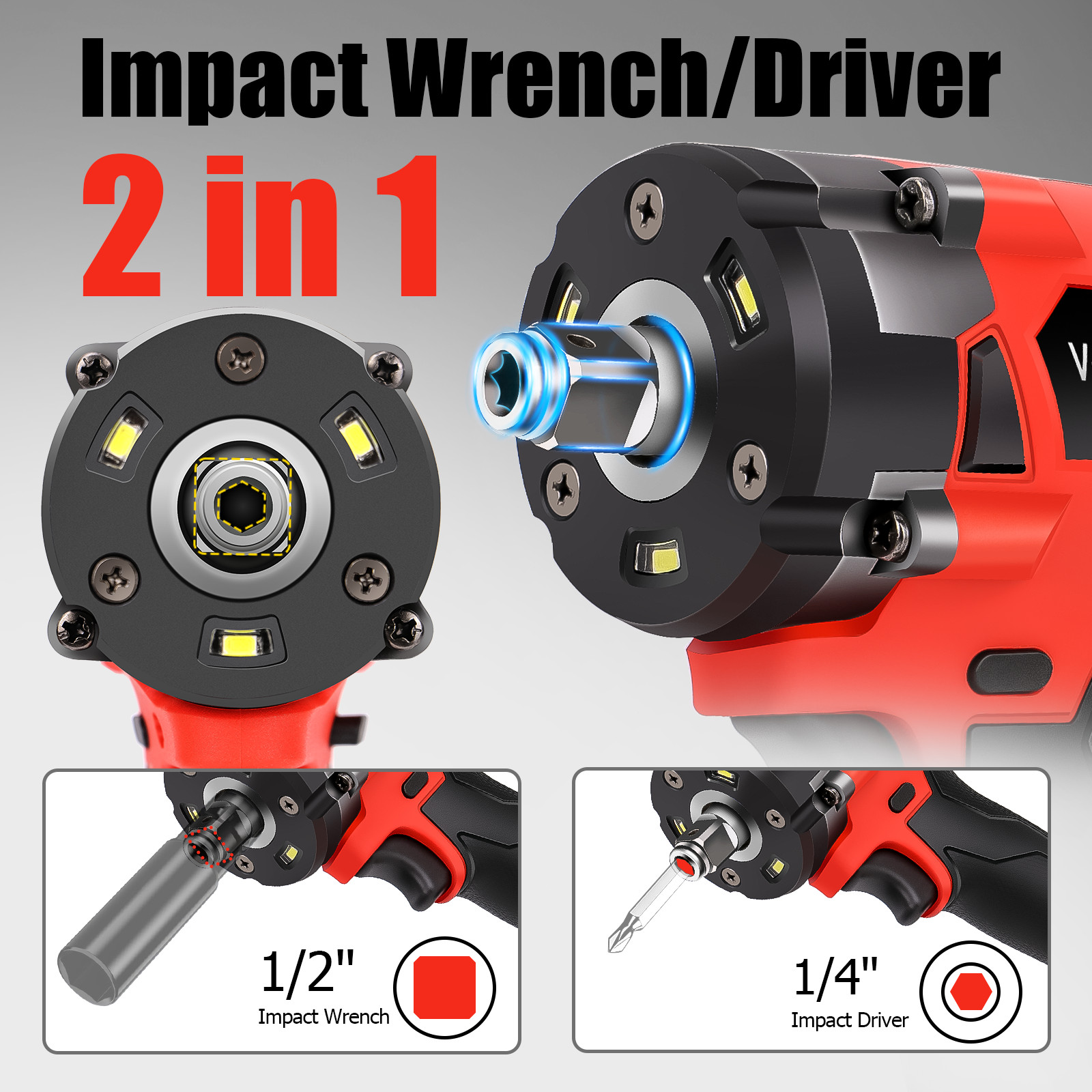 FOR Milwaukee M18 Battery 1/2&Prime; Cordless Impact Wrench w/ Friction Ring Bare tool