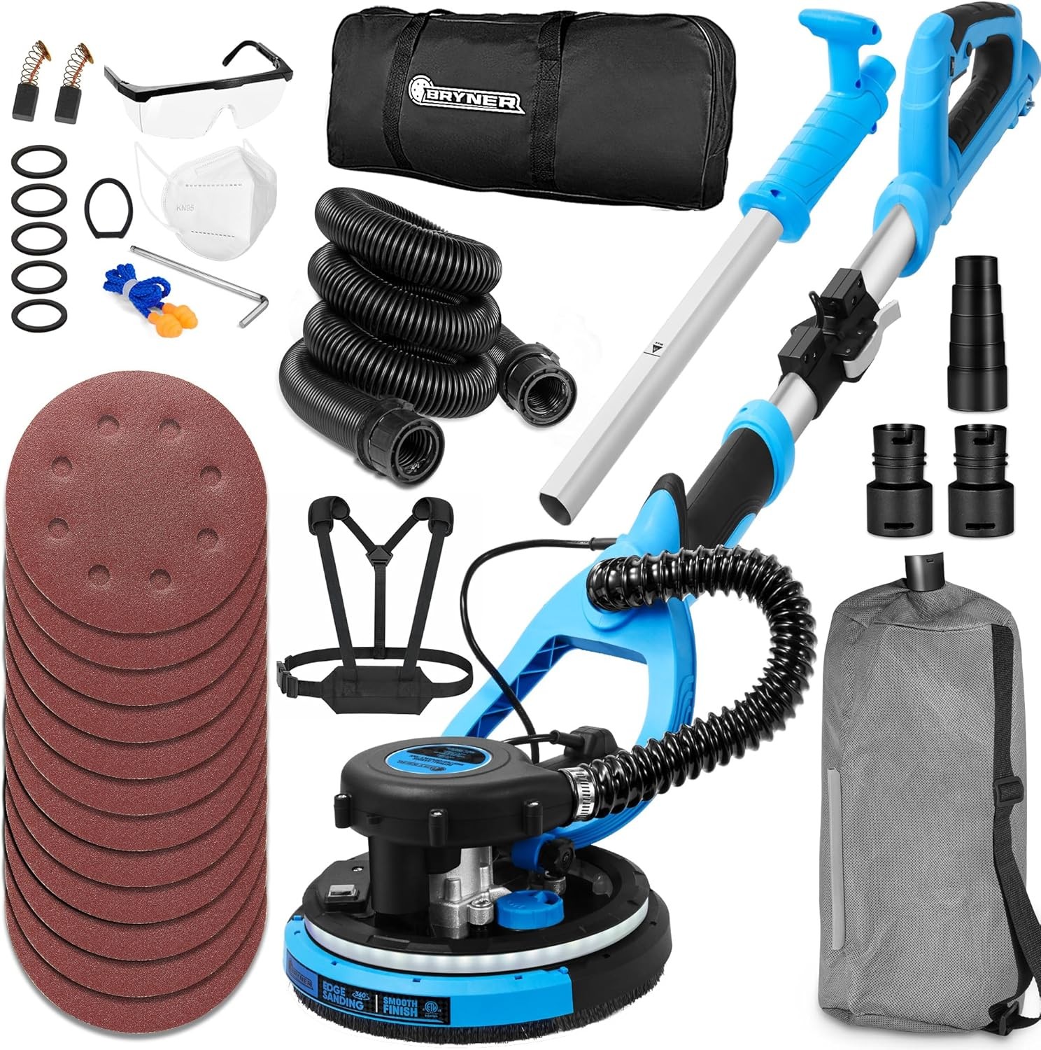 780W Electric Drywall Sander with Labor-Saving Back Belt, 7 Speed 900-1800RPM