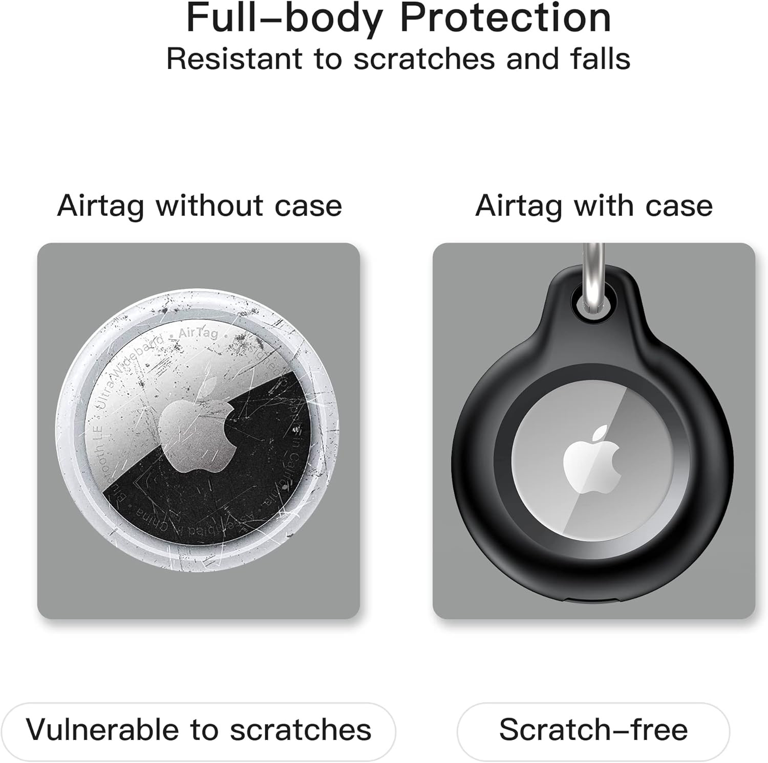 2 Pack Waterproof for Airtag Holder Case with Keychain, Shockproof & Dustproof A