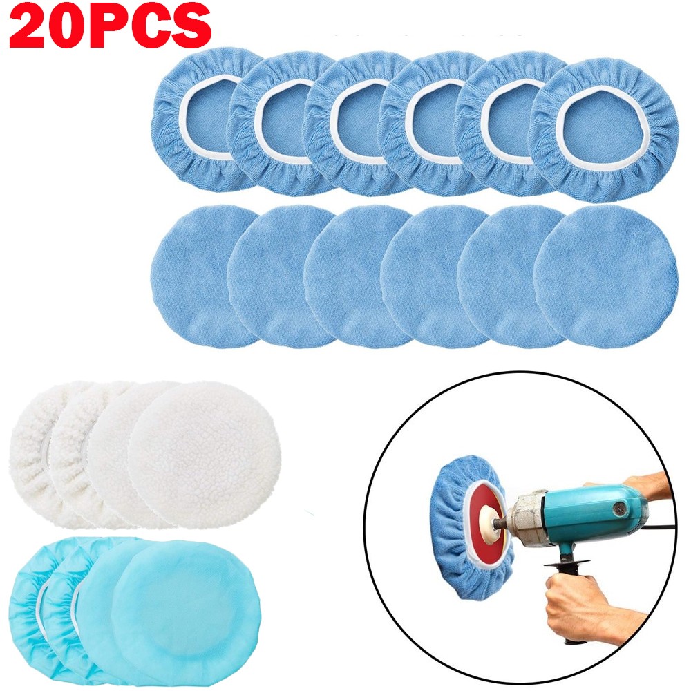 20 PCS Polishing Bonnet Buffer Pads Soft Wool For 7-8&Prime; Car Polisher