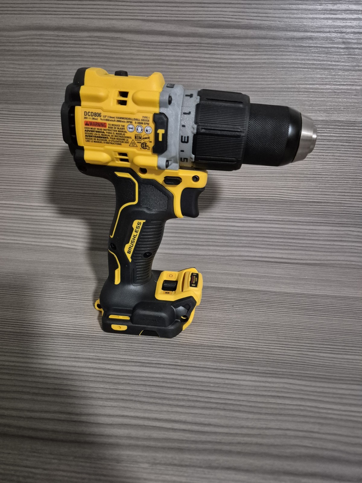 DeWALT DCD806 20V XR 1/2&Prime; Brushless Hammer Drill/Driver (TOOL ONLY) ….