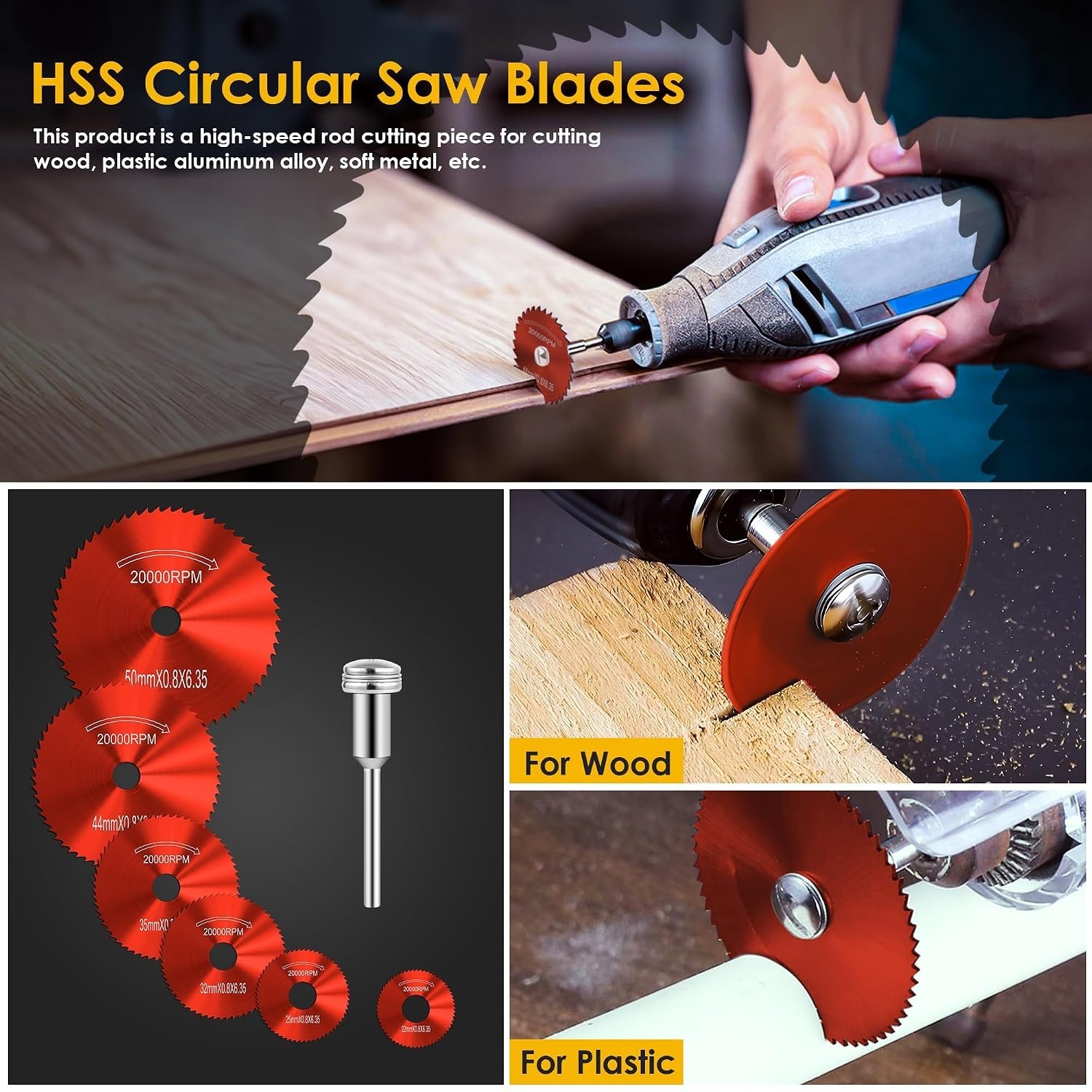 44pcs Red Cutting Wheel Set with HSS Saw Blades & Diamond Discs for Rotary Tools