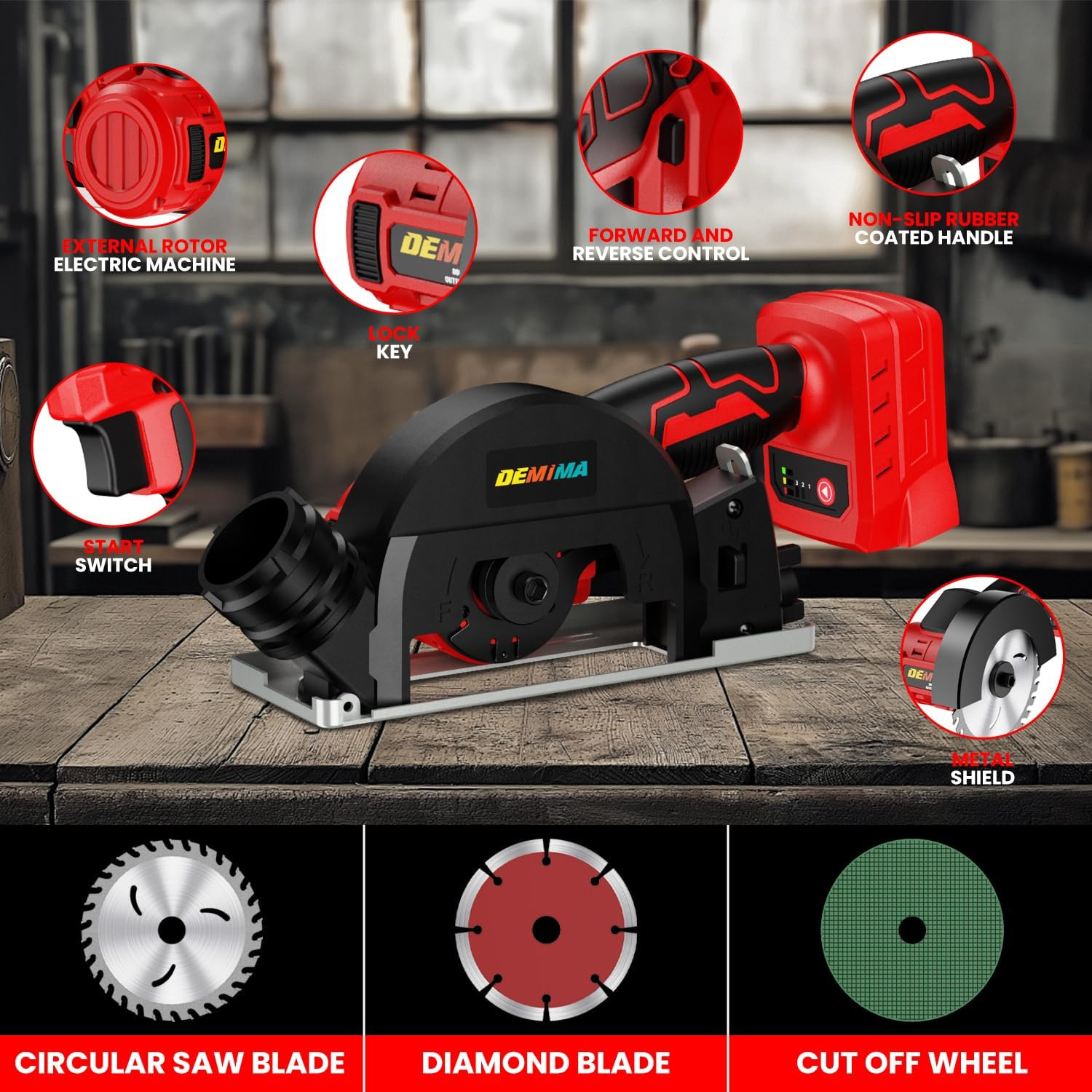 4&Prime; Brushless Cordless Cut-Off Tool Compatible with Milwaukee Battery, 500W Mini