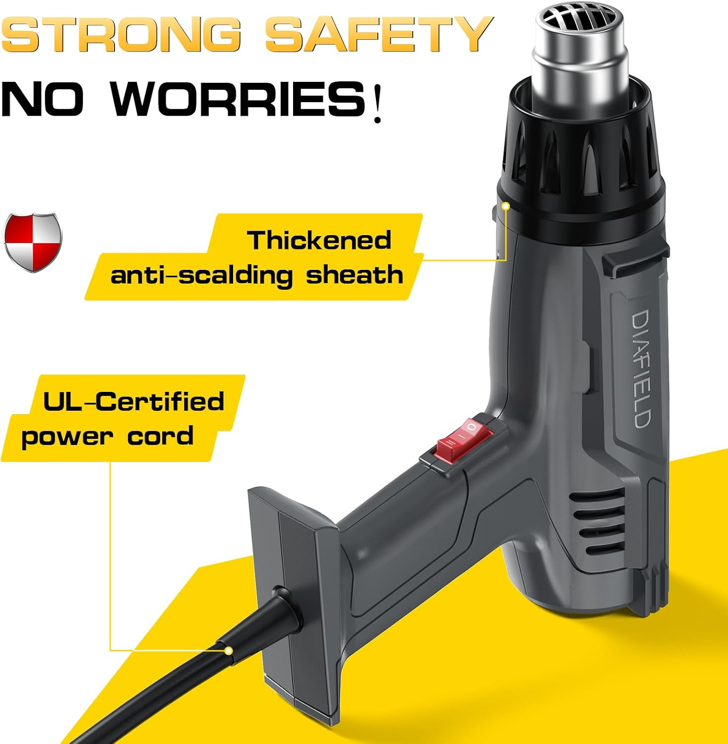 DIAFIELD 1850W Heat Gun with Dual Temperature Settings 572.0 °F & 1202 °F | Fas