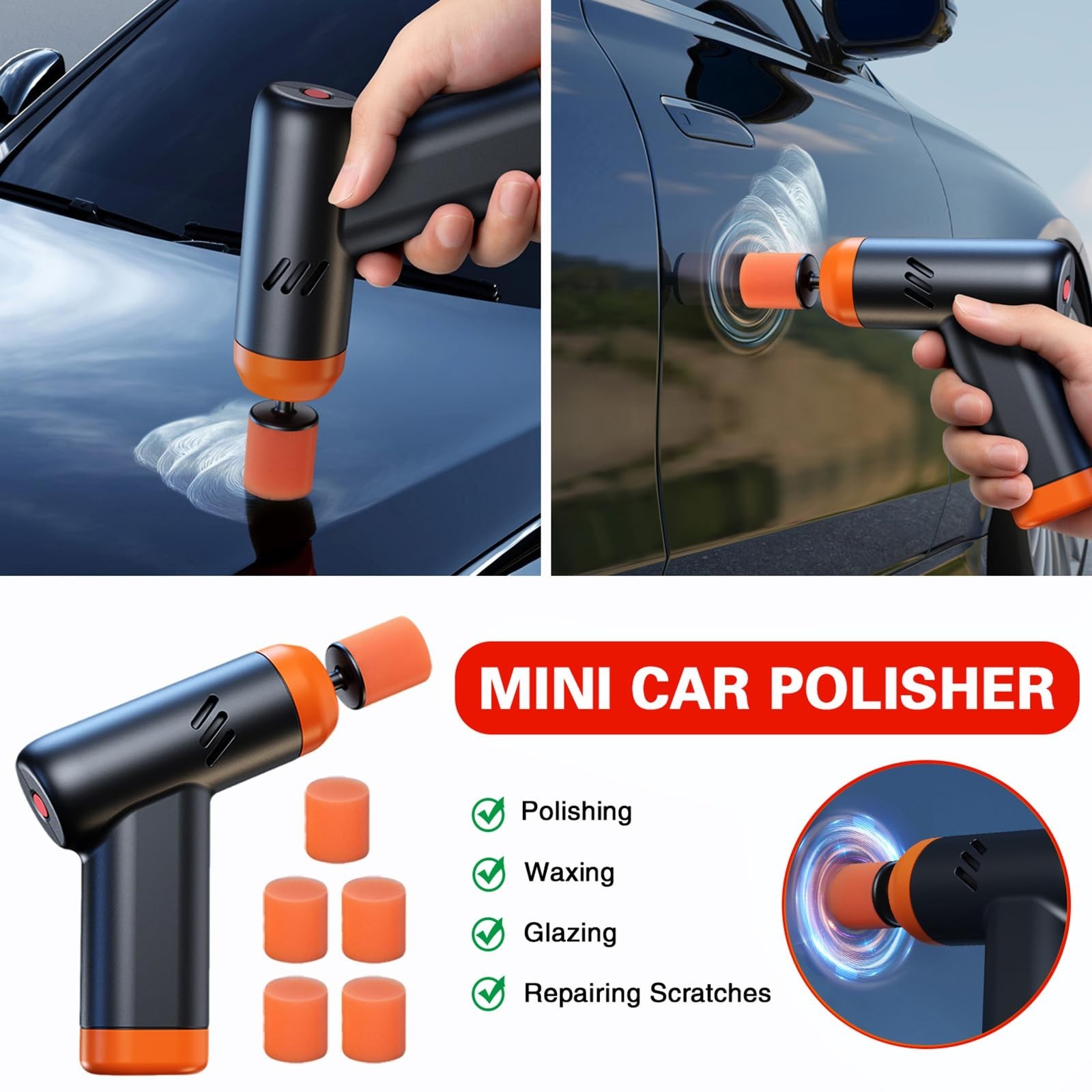 Cordless Mini Polisher Car Detailing Kit – 13pcs, 5 Pads & Scratch Repair Tools