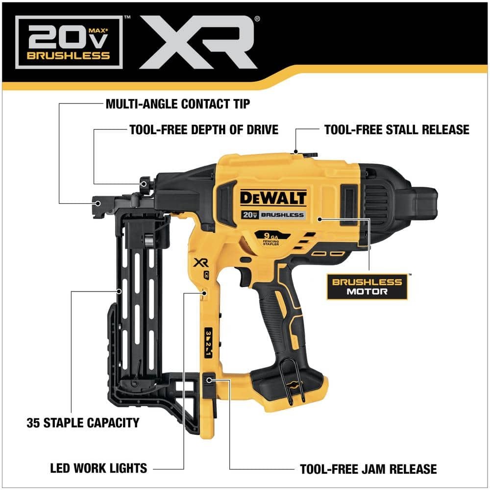 DEWALT 20V MAX 9-Gauge Cordless Fencing Stapler (Tool Only)