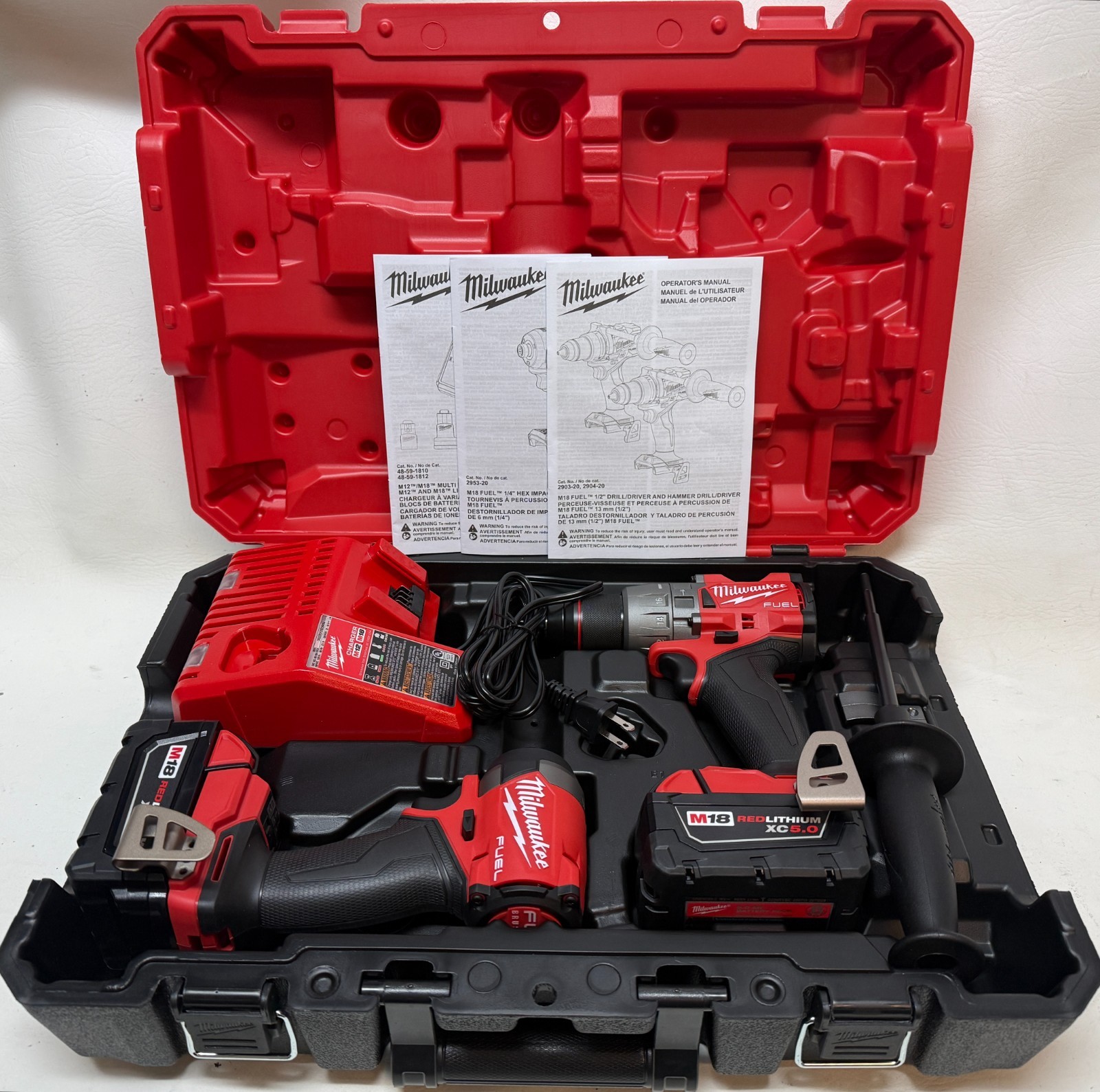 Milwaukee 3697-22 M18 FUEL Hammer Drill Impact Driver Combo Kit w/ 2 Batt – NEW