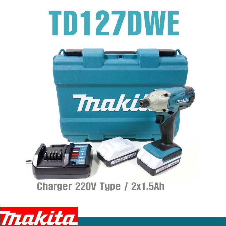 Makita TD127DWE 18V Impact Driver 2×1.5Ah 140Nm 3000Rpm LED Light 173mm Free UPS