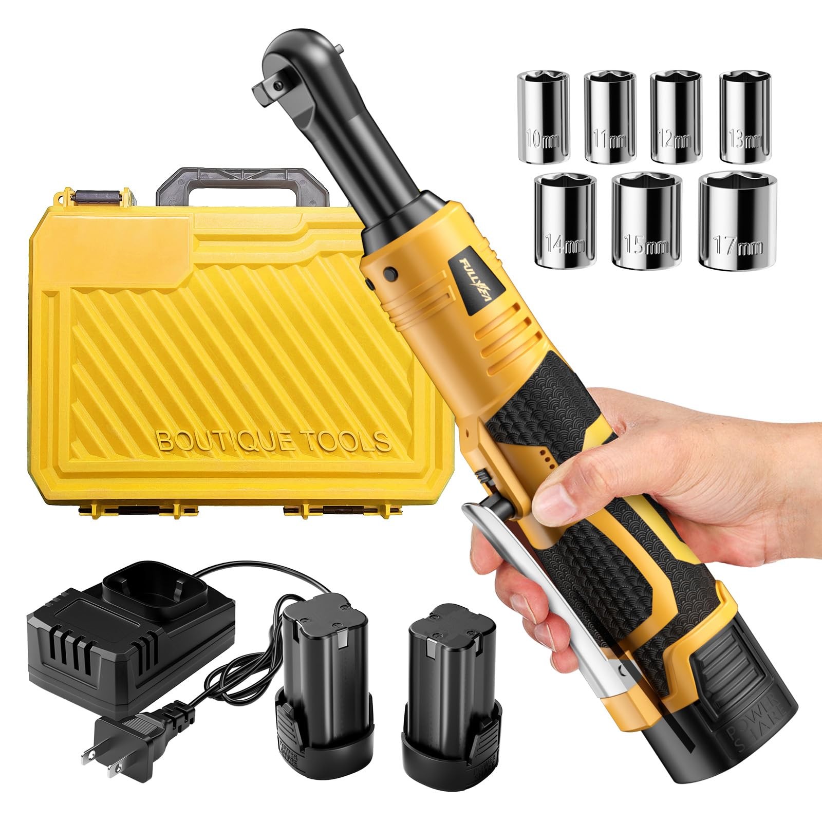 Cordless Electric Ratchet Wrench Set, 3/8&Prime; 18V Power Ratchet, 550 RPM, Cordle…