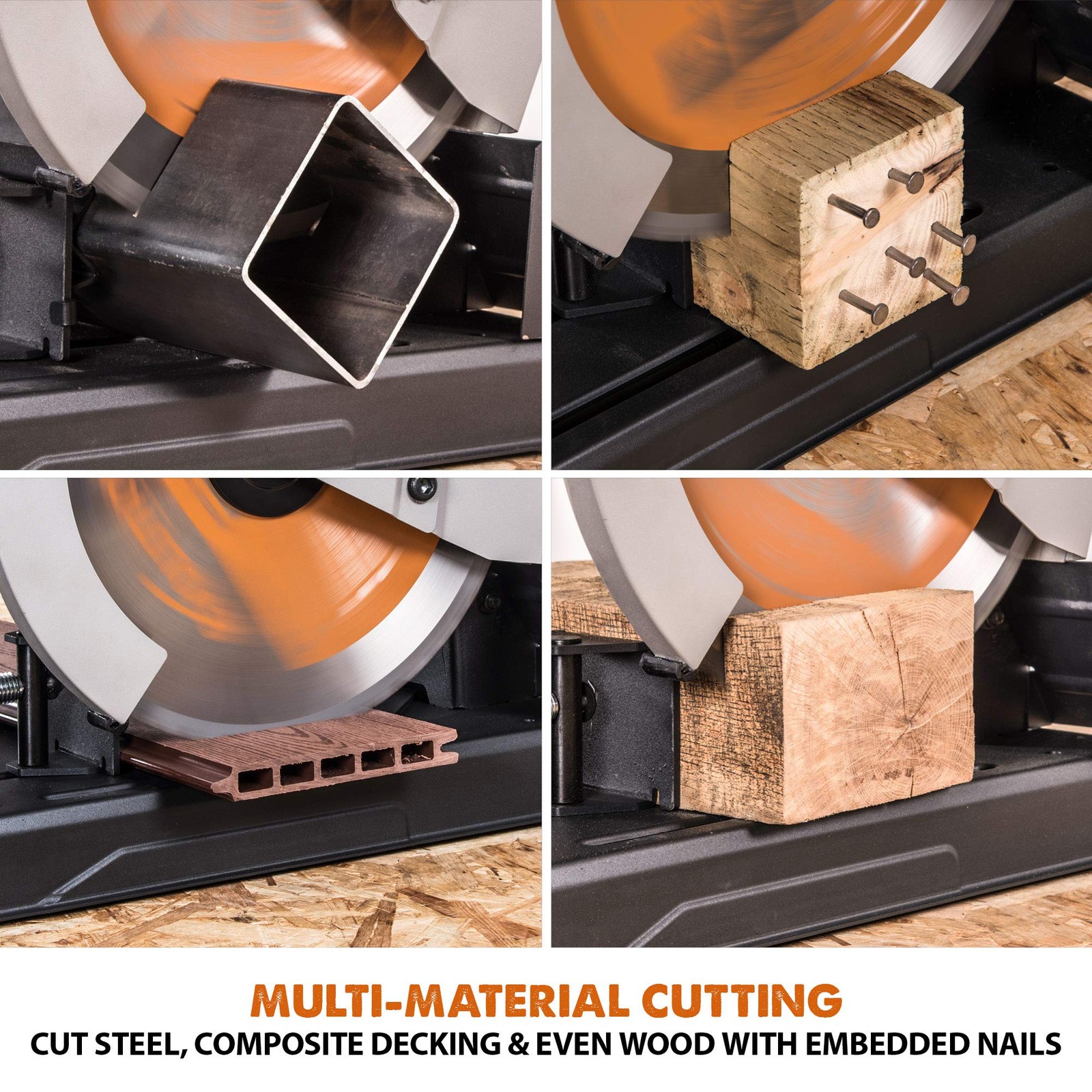 Chop Saw 14 Inch Multi Material Cutting Metal Wood Plastic Evolution R355CPS