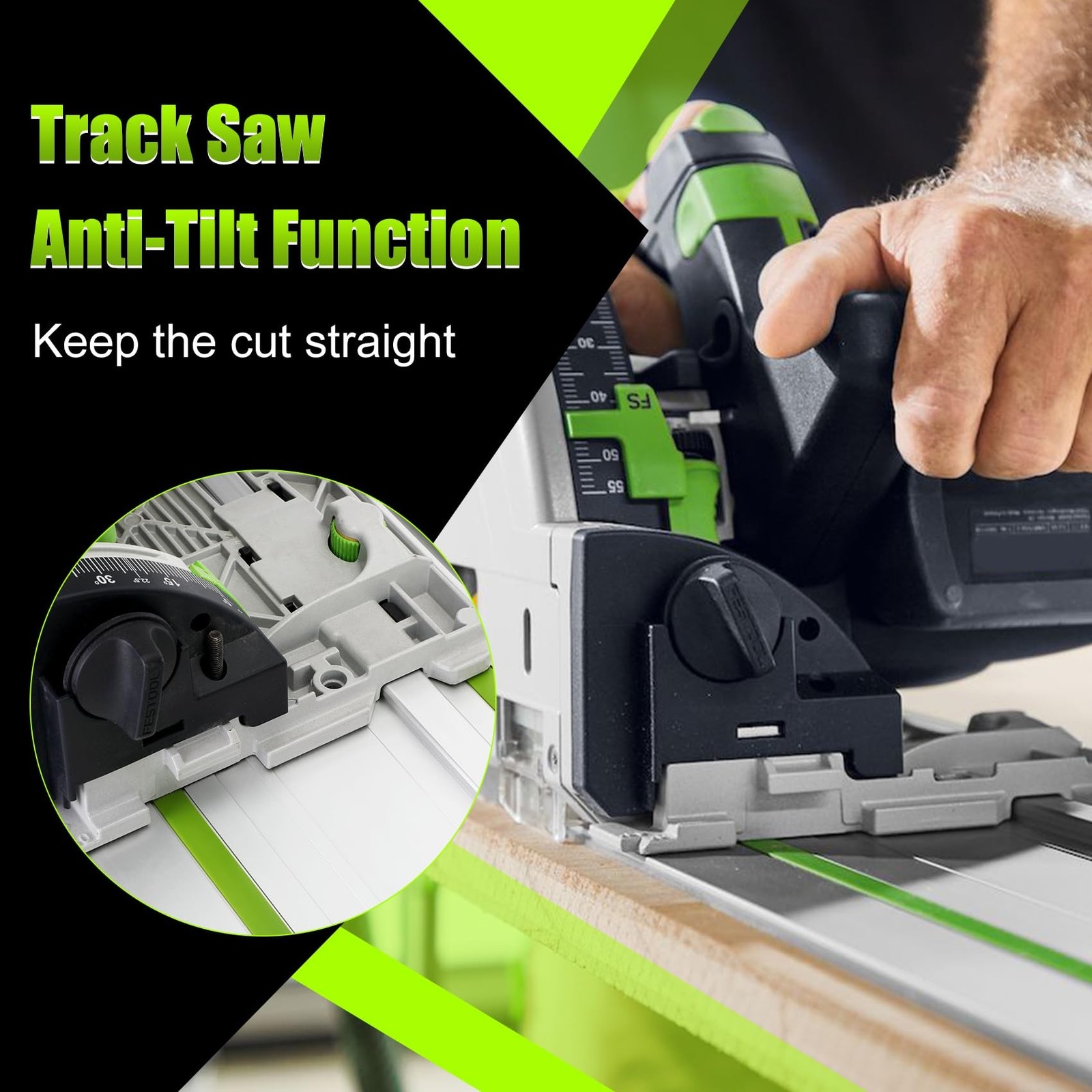 Feikeer 110in Track Saw Guide Rail for Festool Track Saw with Connector