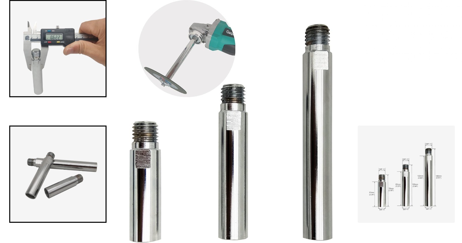 5/8&Prime;-11 Thread Angle Grinder Extension Shaft Set Connecting Rotary Rod Car