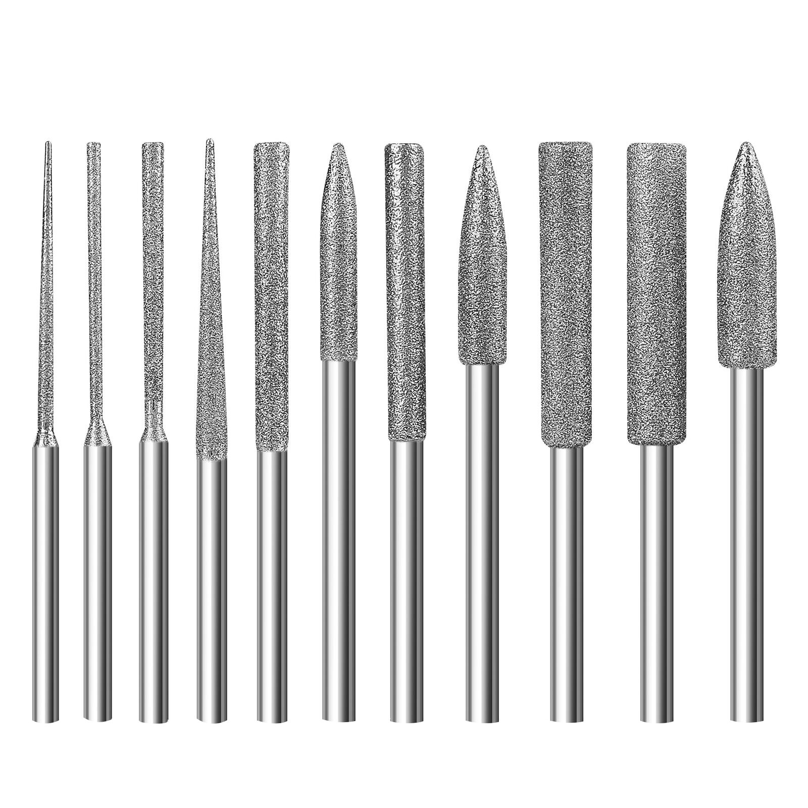 11PCS/Set 1/8&Prime; Different Shapes Diamond Burr Bits Rotary Tools Kit Accessories