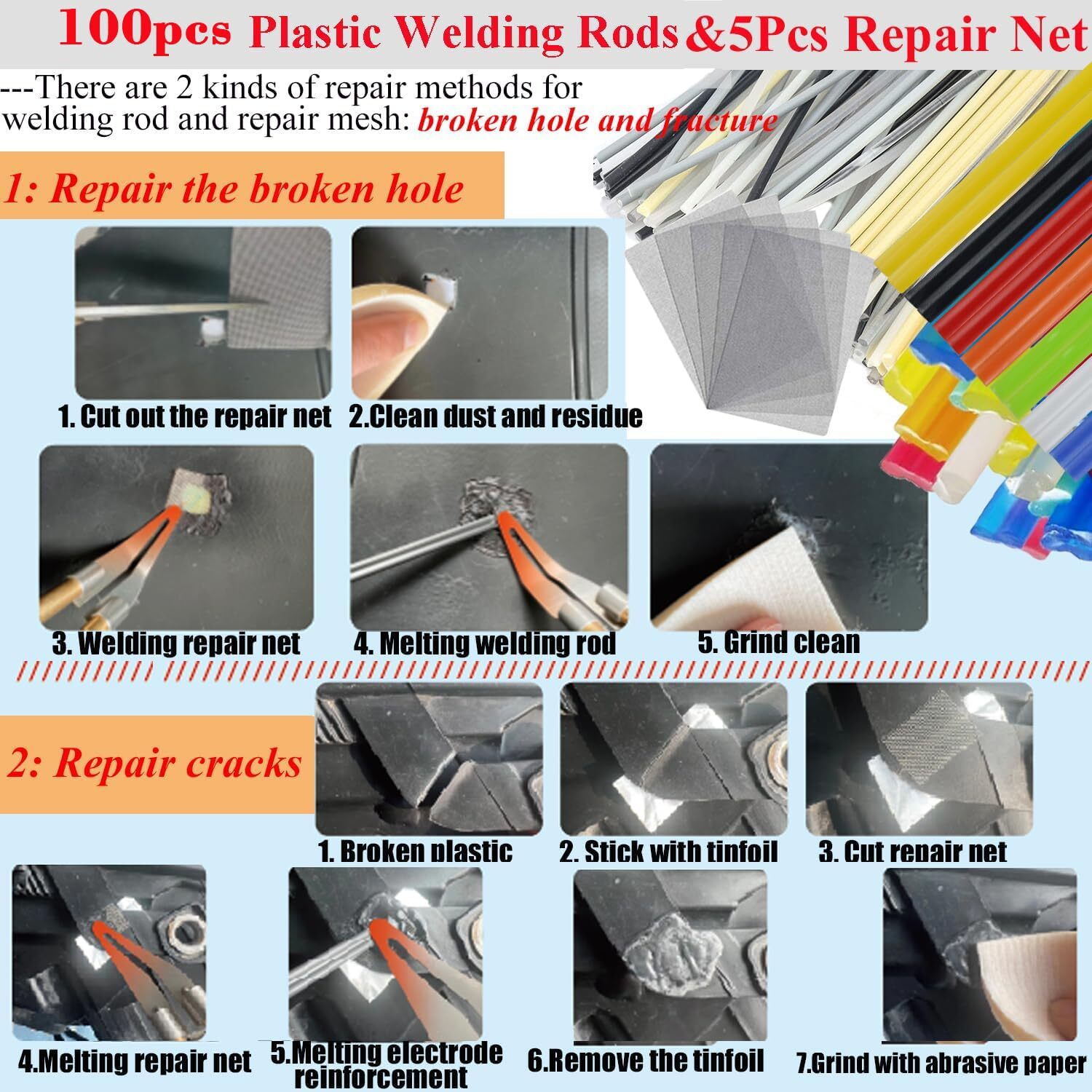 Upgraded 220W Plastic Welder, 2 in 1 Plastic Welding Kit Plastic Repair Welder