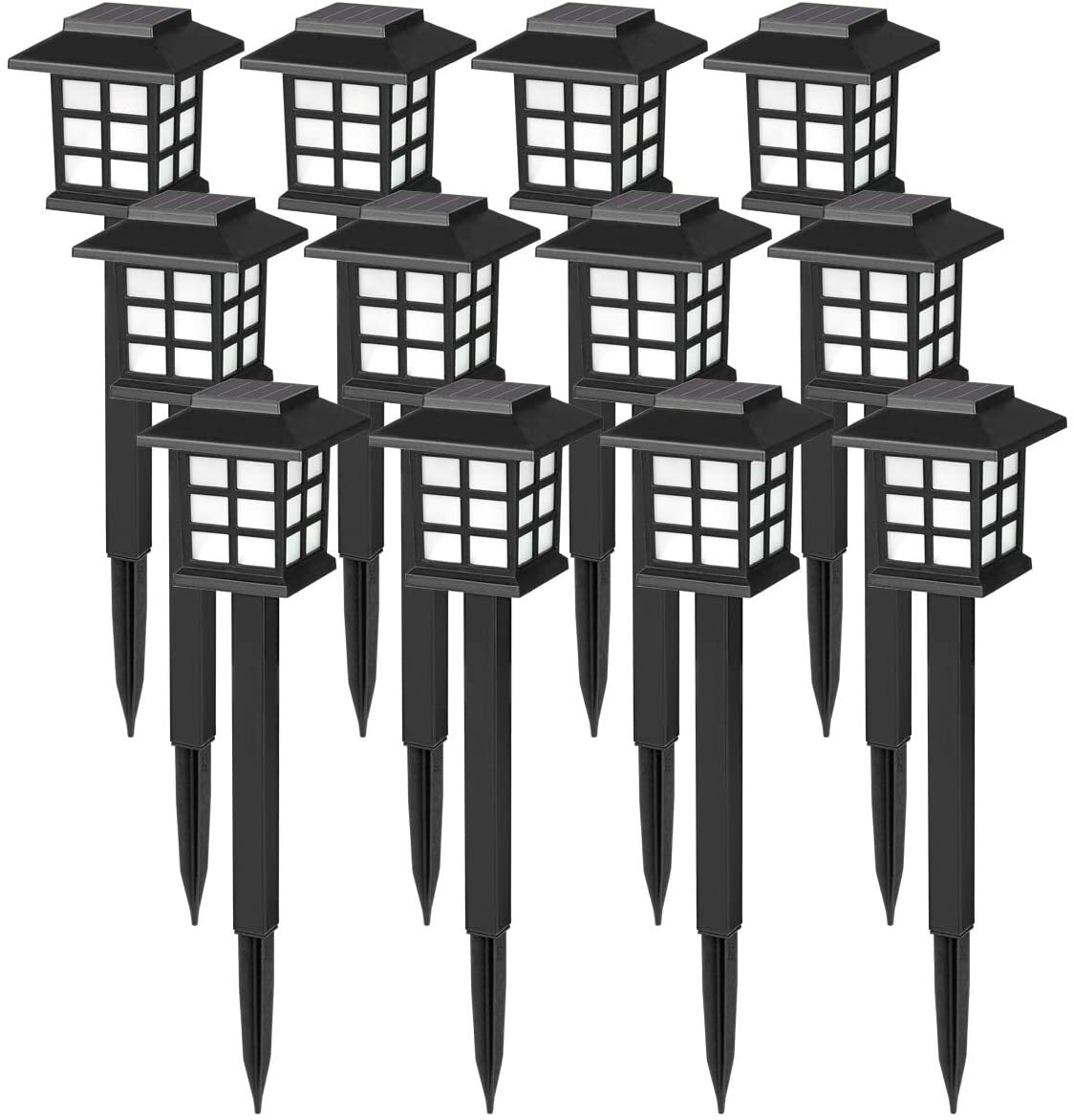 12pcs Solar Powered LED Outdoor Garden Landscape Lights Waterproof Lamp Pathway