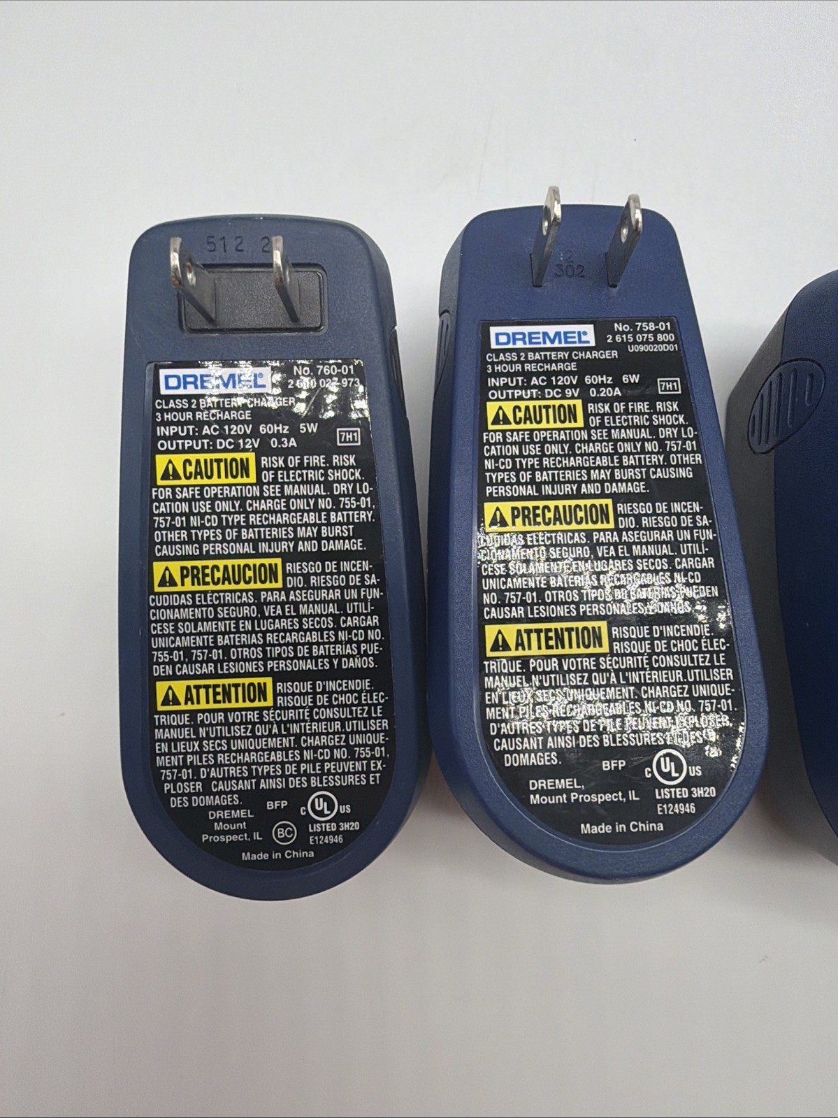 Lot of 5 Dremel Battery Chargers 7.2V and 4.8V/7.2V Untested