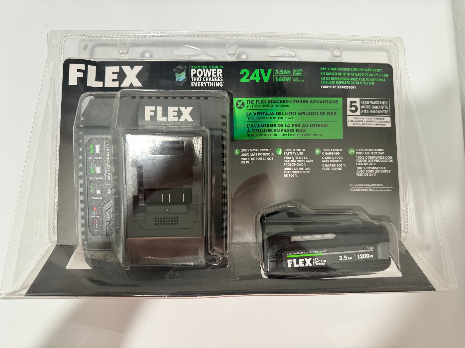 FLEX 24V Starter Kit – 3.5Ah Stacked Lithium Battery And Rapid Charger 160W