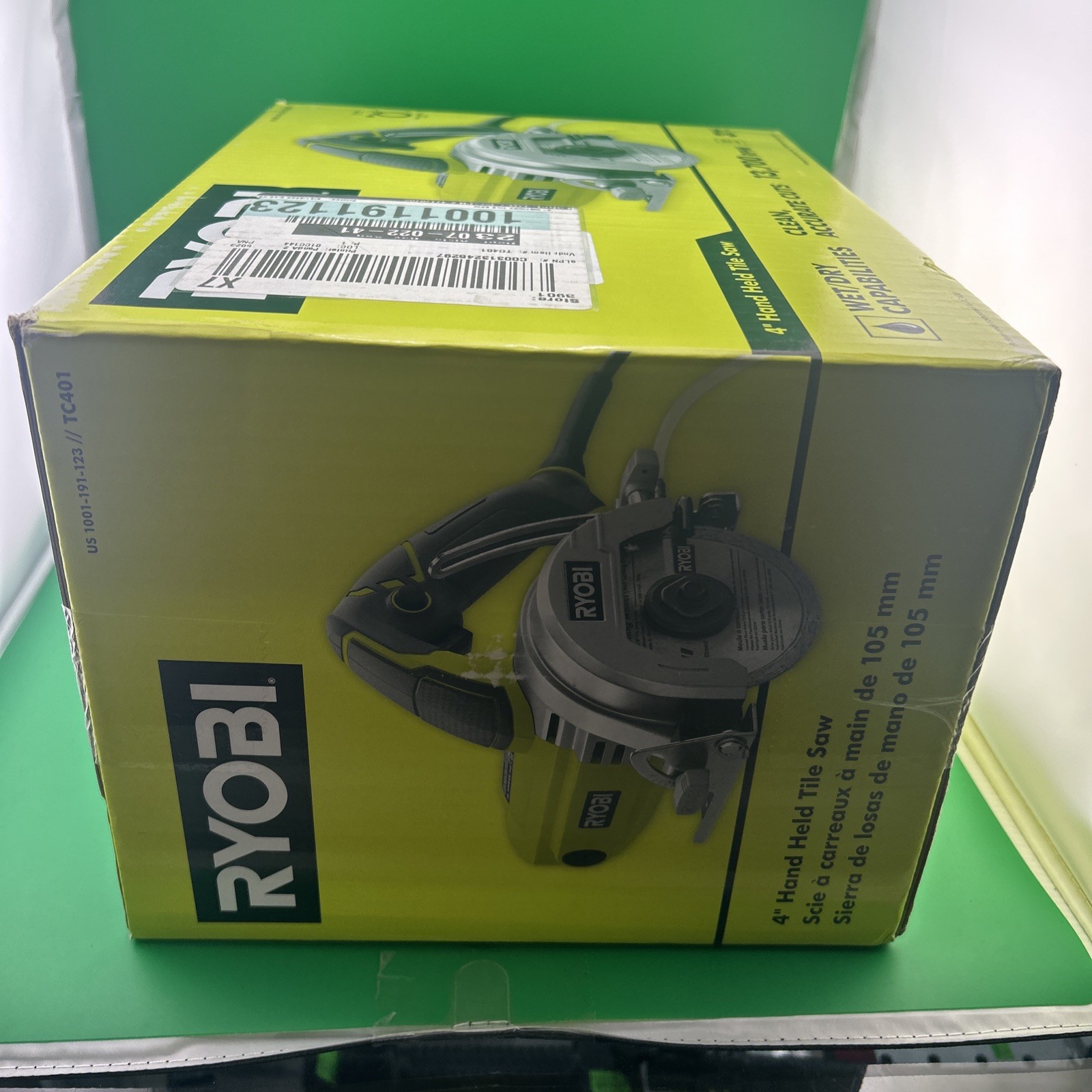 🔥NEW🔥 Ryobi Wet/dry 4” 13,700rpm Hand Held Tile Saw Number TC401