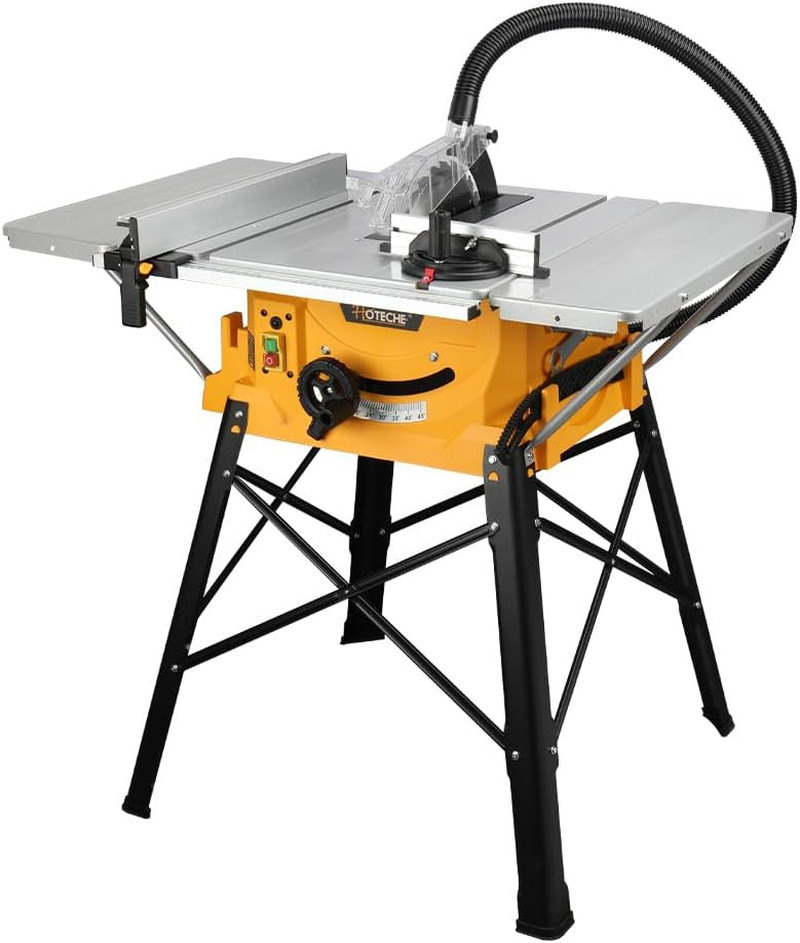 10-Inch 15-Amp Table Saw with Stand for Woodworking and DIY Projects