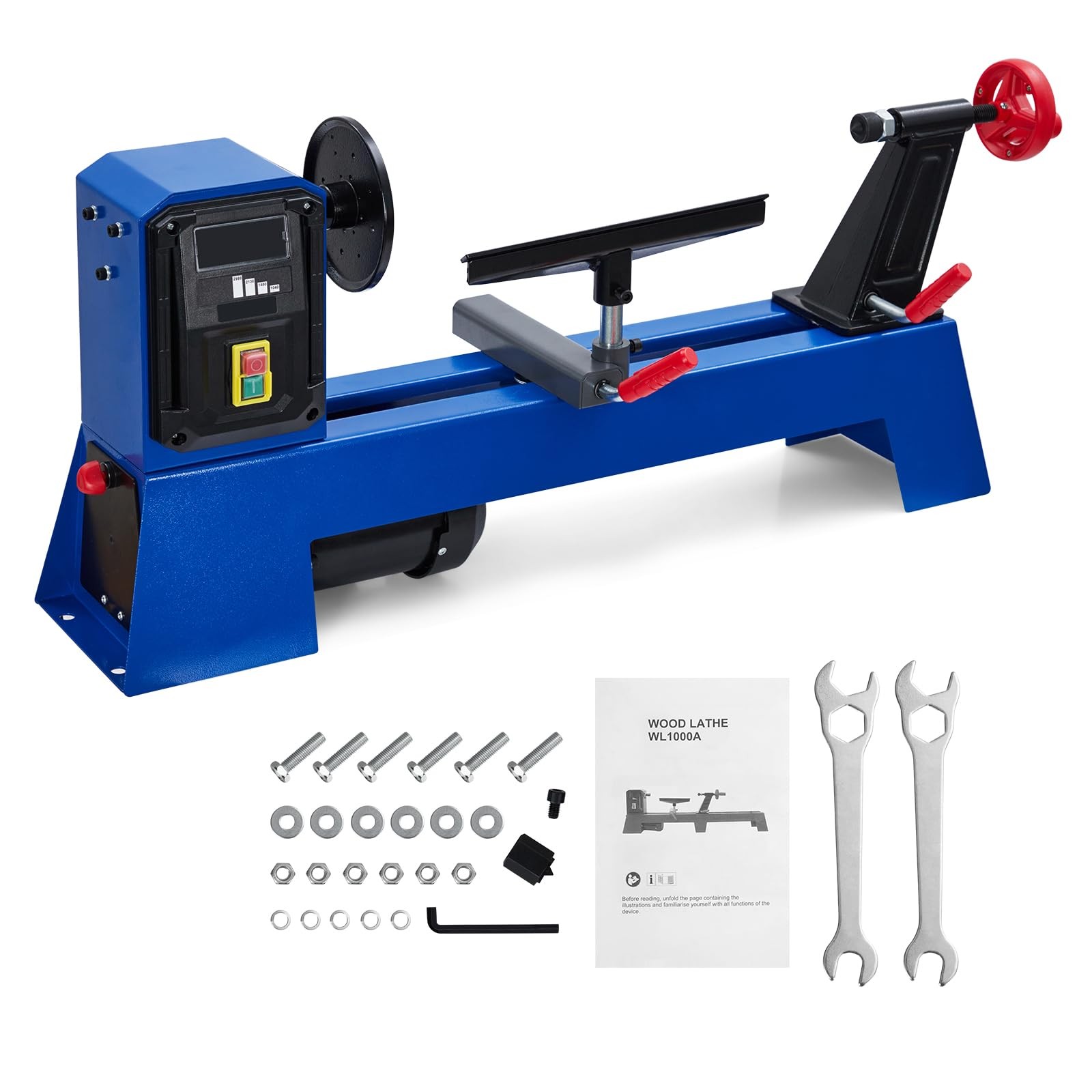 Benchtop Wood Lathe Machine 14 Inch x 20 Inch 0.5 HP Infinitely Variable Speed 1
