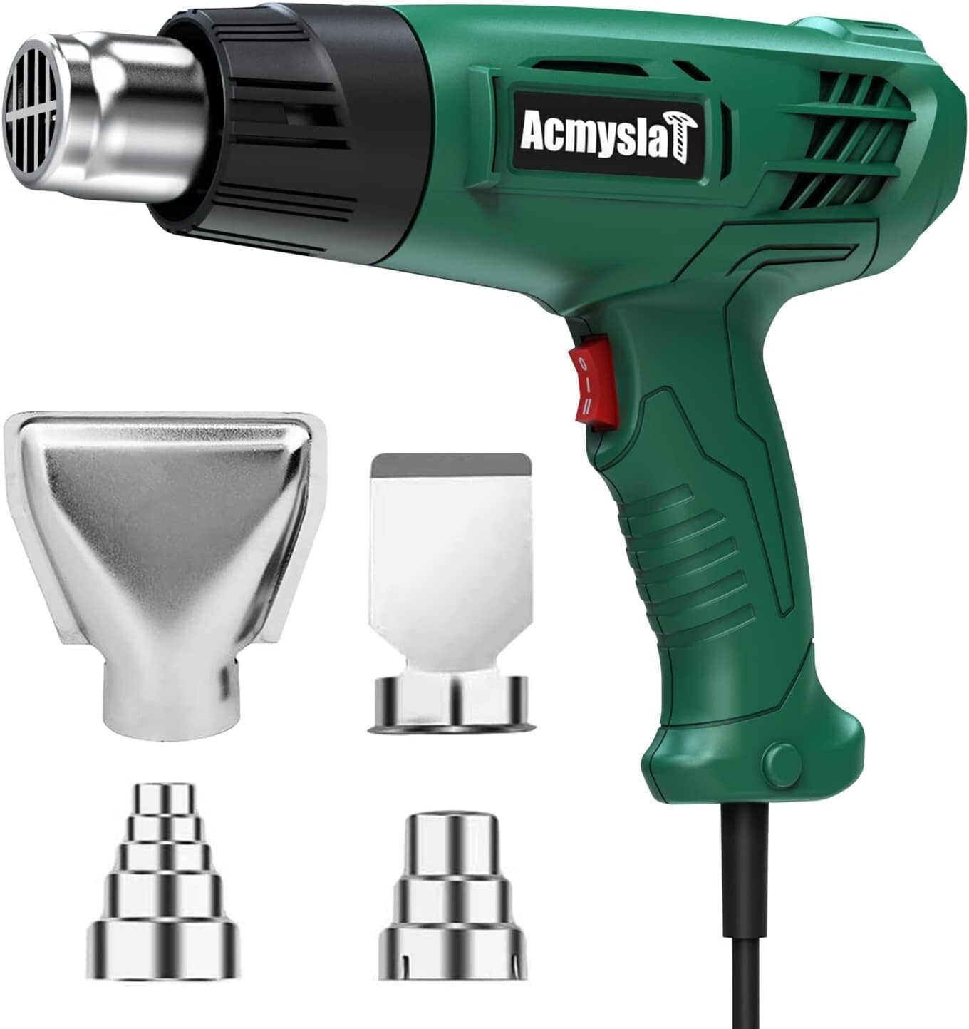 1800W Heavy Duty Hot Air Heat Gun Kit Dual Temperature Settings with 4-Nozzles