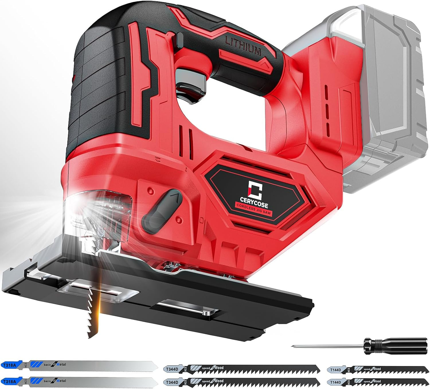 Jigsaw for Milwaukee 18V Battery, Cordless Jig Saw Tool, Brushless Motor, Variab