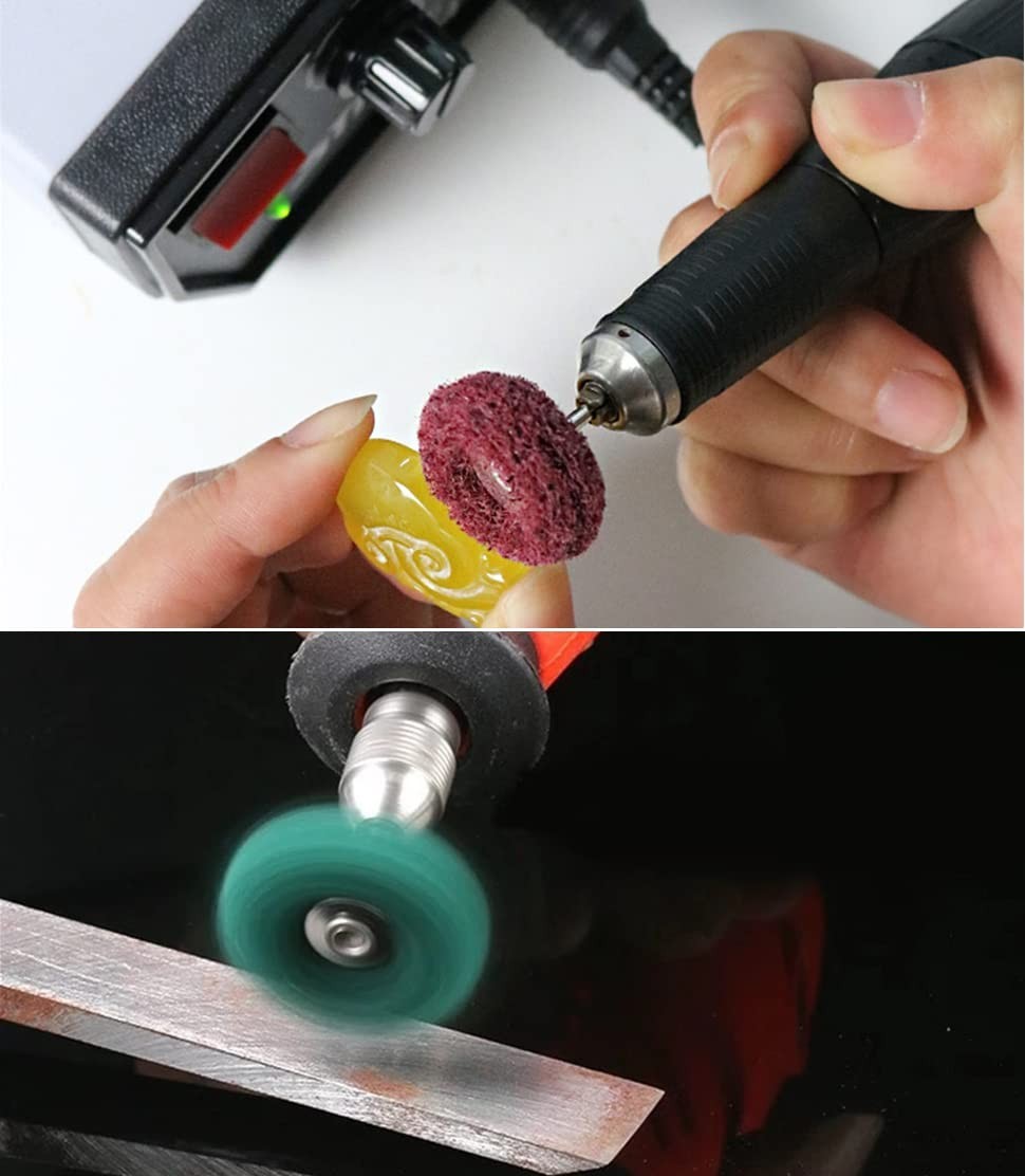 100Pcs 1in Buffing Polishing Wheels 1/8in Shank 120-600 Grit Rotary Tool