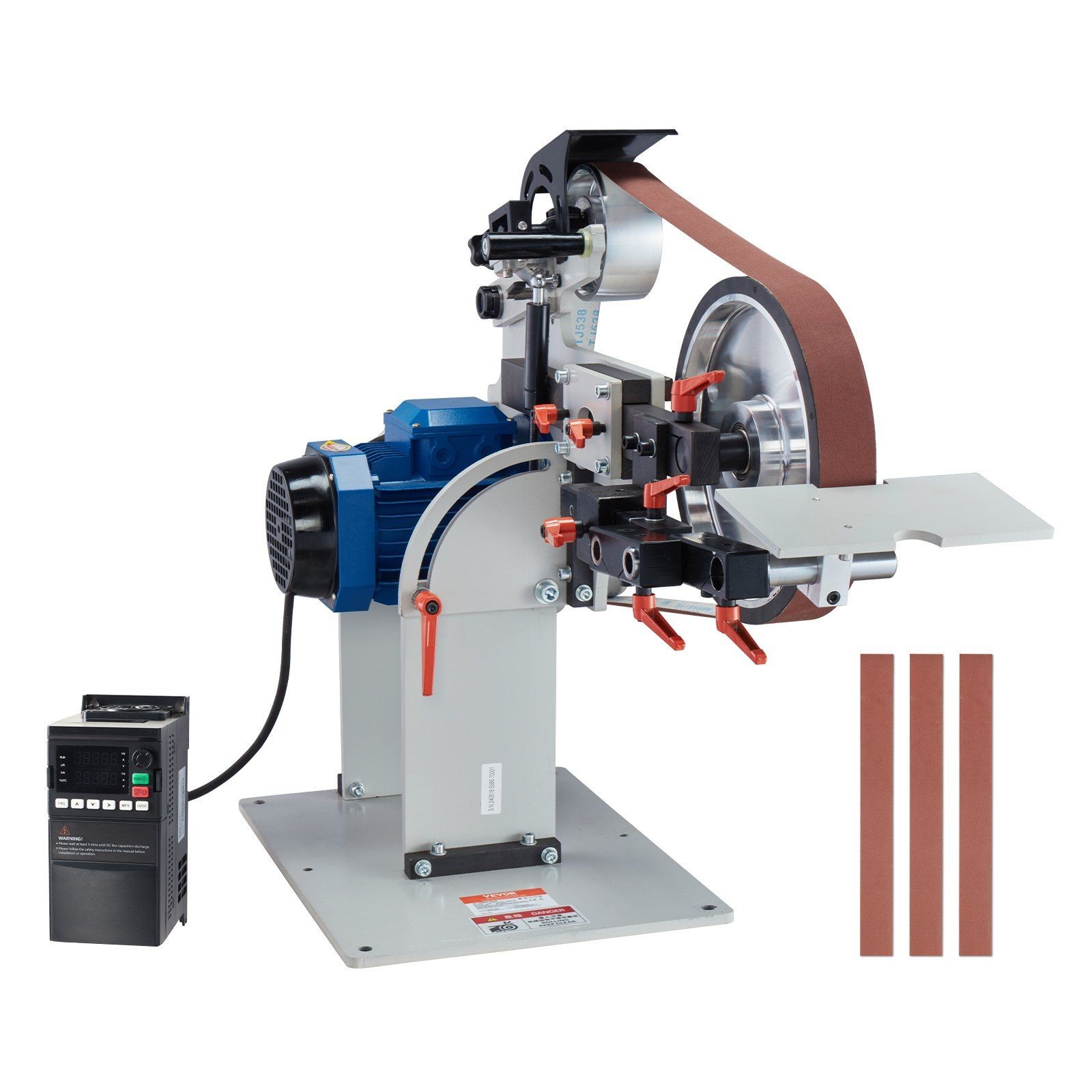 Compact Belt Sander 1500W 72×2 in Size 3 Function Grinder VFD System