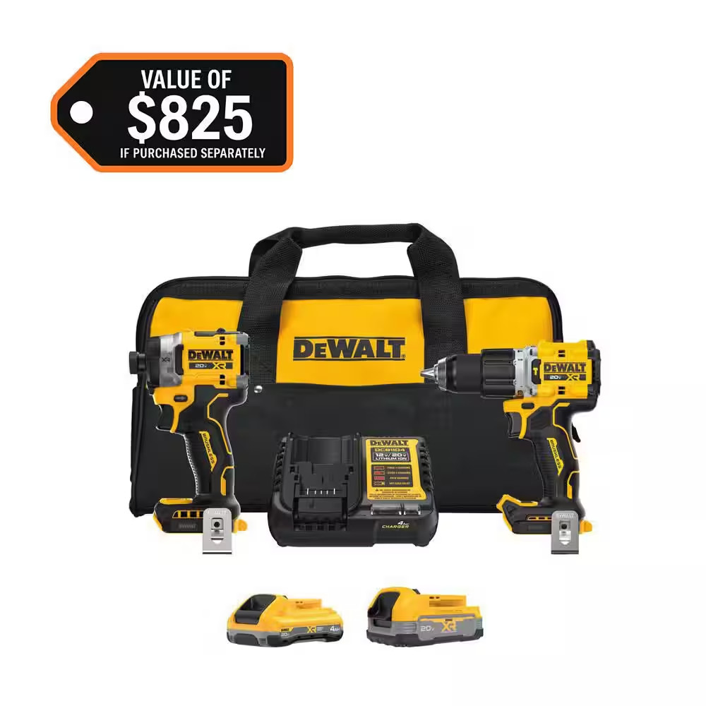 20V XR Lithium-Ion Cordless 2-Tool Combo Kit with 4.0 Ah and 1.7 Ah Batteries an
