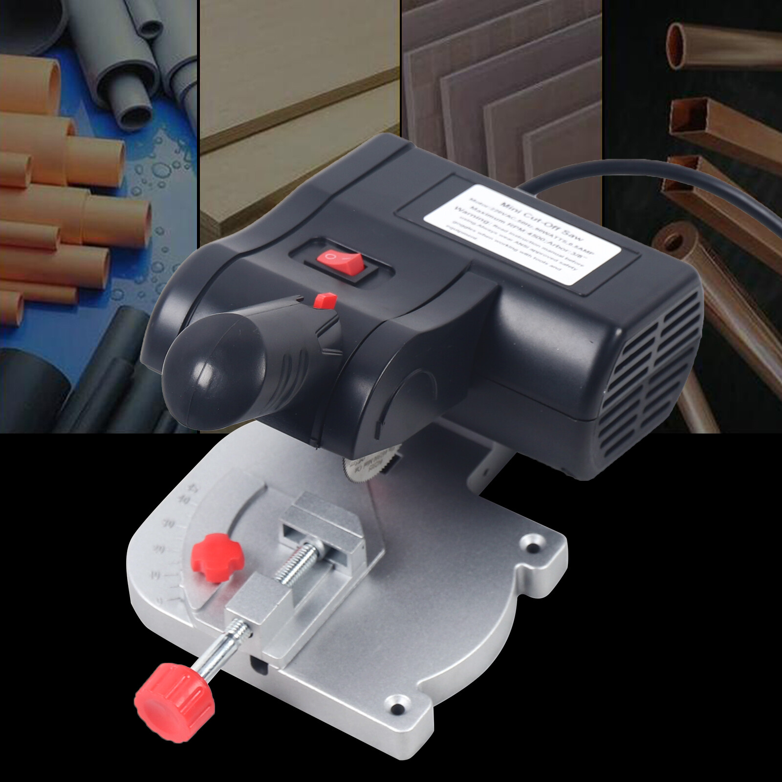 Mini Bench Top Cut-Off Chop Saw DIY metal wood Cutting Tool w/ 2 Blade Miter Saw