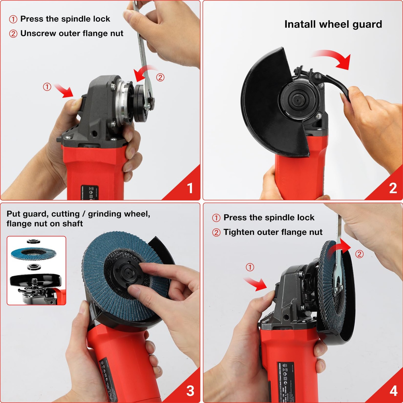 HeavyDuty 41/2 Inch 12000 RPM Angle Grinder 7.5A 900W for Metal Wood