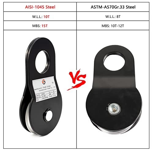 10 Ton Aluminum Wheel Snatch Block Pulley Blocks 22000 LBS Capacity Offroad