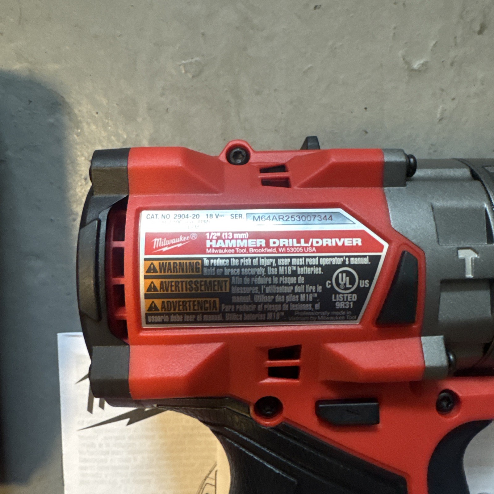 Milwaukee FUEL 2904-20 Hammer Drill, (1) 48-11-1850 5.0 Battery, Charger M18 Kit