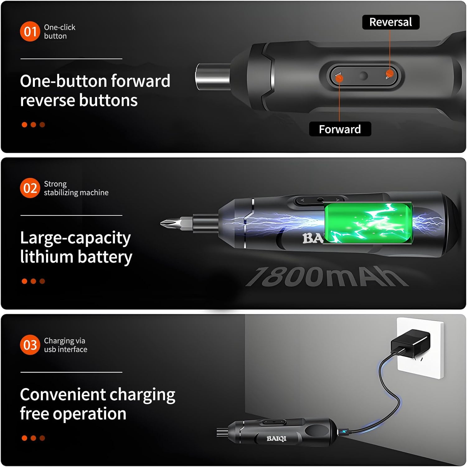 Mini Electric Screwdriver Set,3.7V 800 MAH USB-C Rechargeable Cordless Rotary To