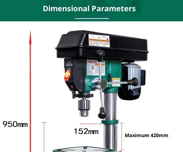 12-inch Stepless Speed Control Bench Drill with Digital Display for Woodworking