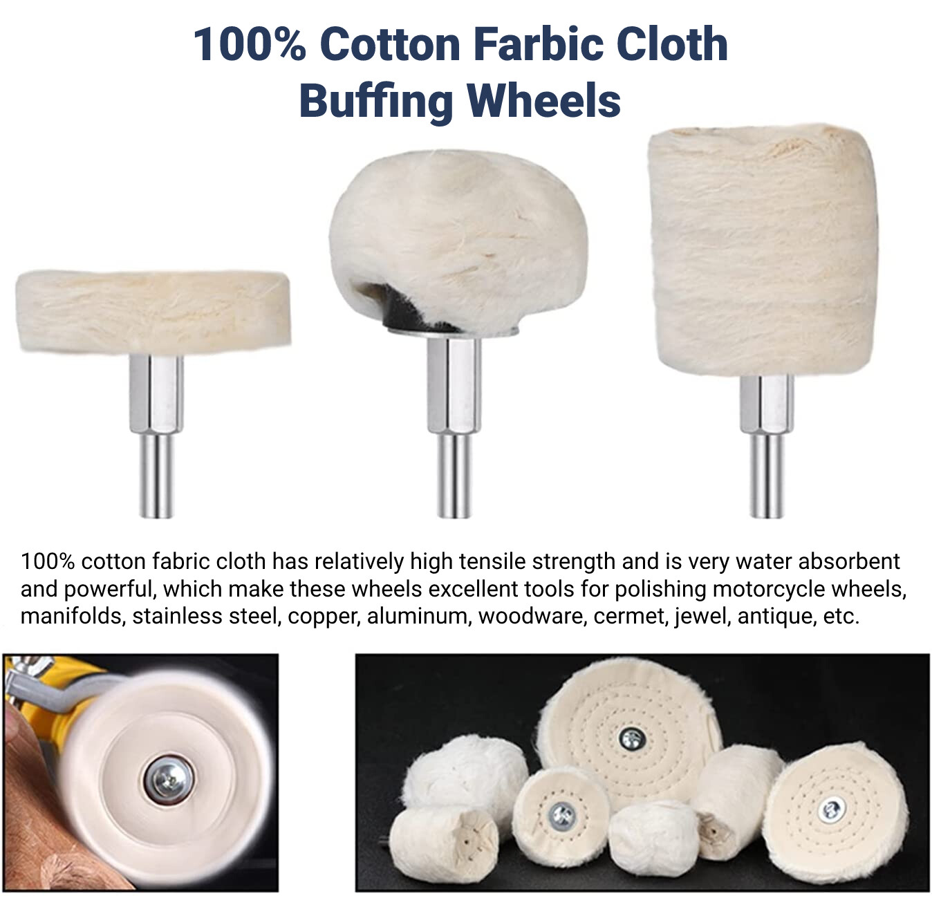 35PC Car Metal Aluminum Drill Polishing Pad Kit Die Grinder Cotton Buffing Wheel