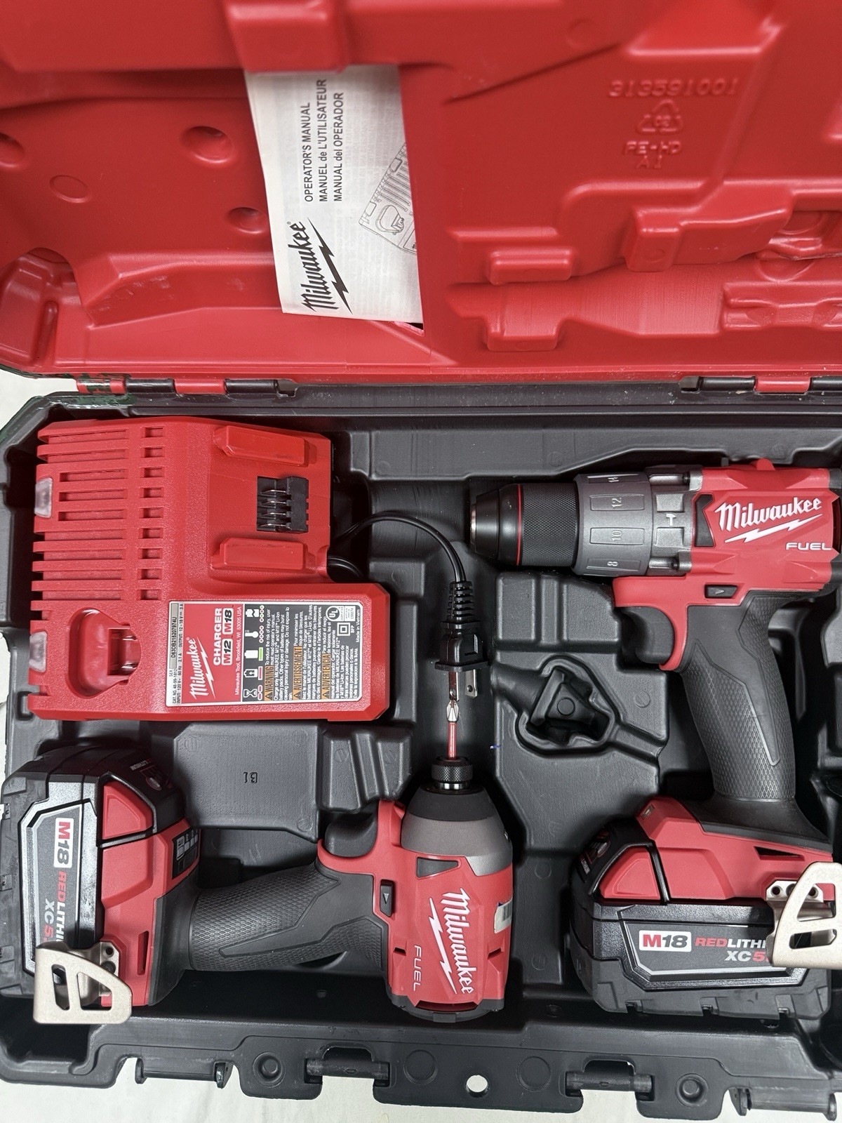 MILWAUKEE M18 18V TOOLS 2804-20/ 2853-20 Combo Kit/2 5Ah Batteries *EXCELLENT*