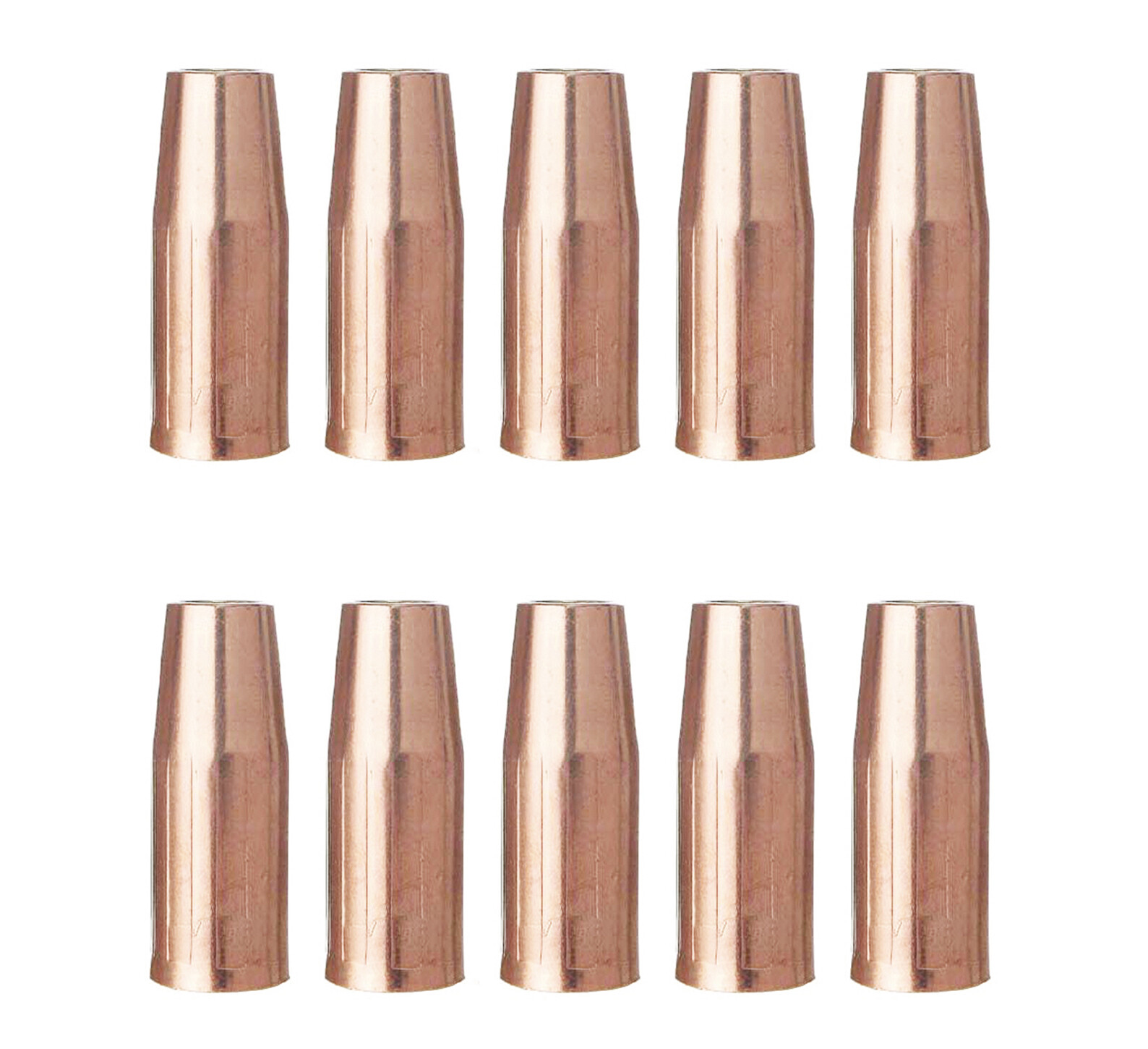 10-pk Gas Nozzle KP21T-50 21-50 1/2&Prime; for Lincoln Magnum 100L and Tweco MIG Gun