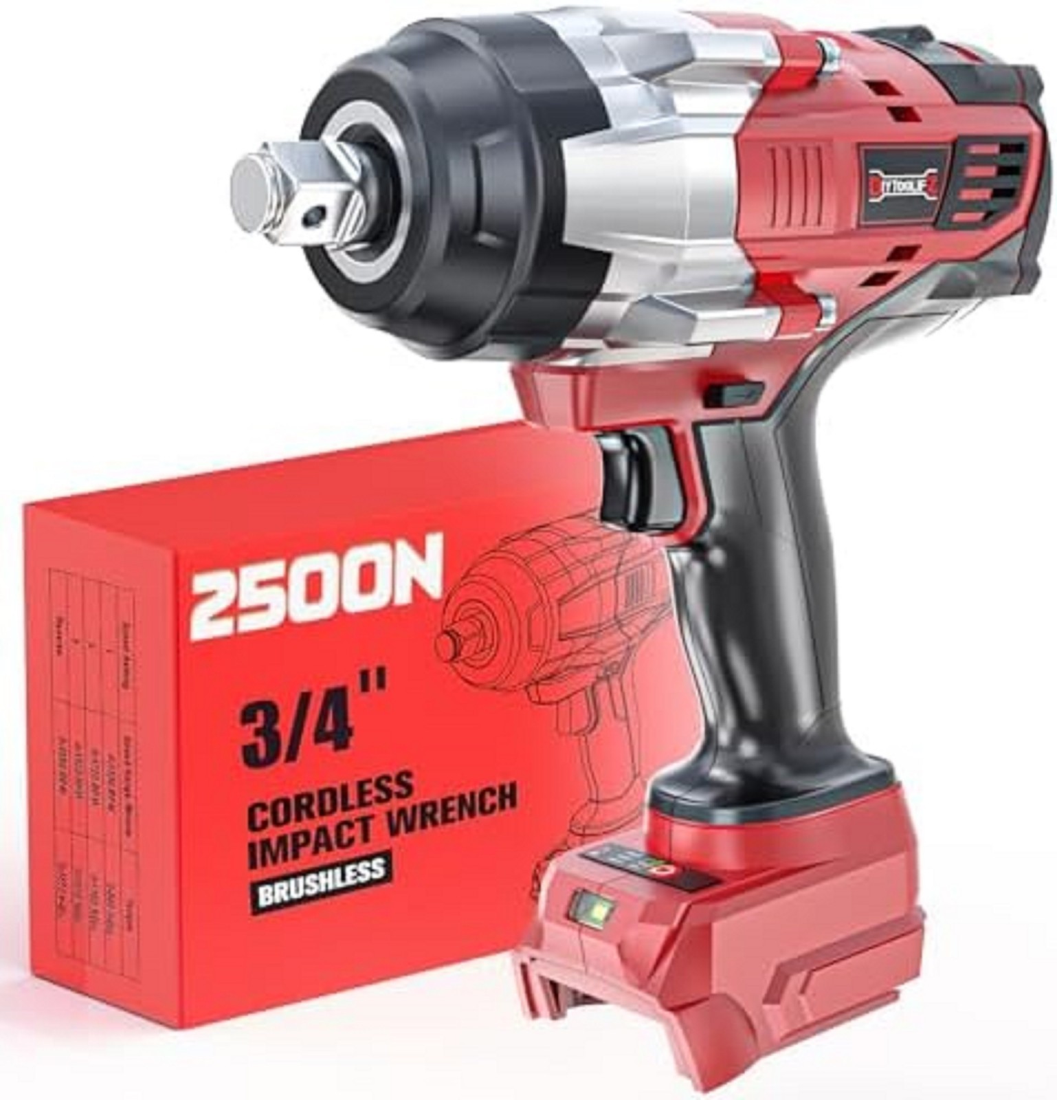 Cordless Impact Wrench 3/4&Prime; for Milwaukee 18V Battery, 1850Ft-Lbs(2500N.M) High