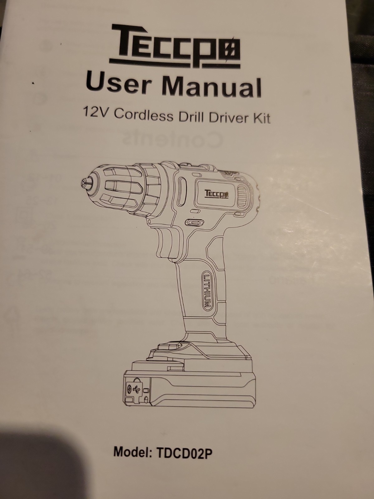 Teccpo Cordless Drill With Batteries/Charger And Accessories