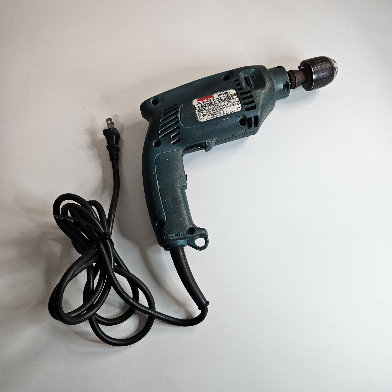 Makita HP1501 Corded Drill Tested Good Condition…missing button cover